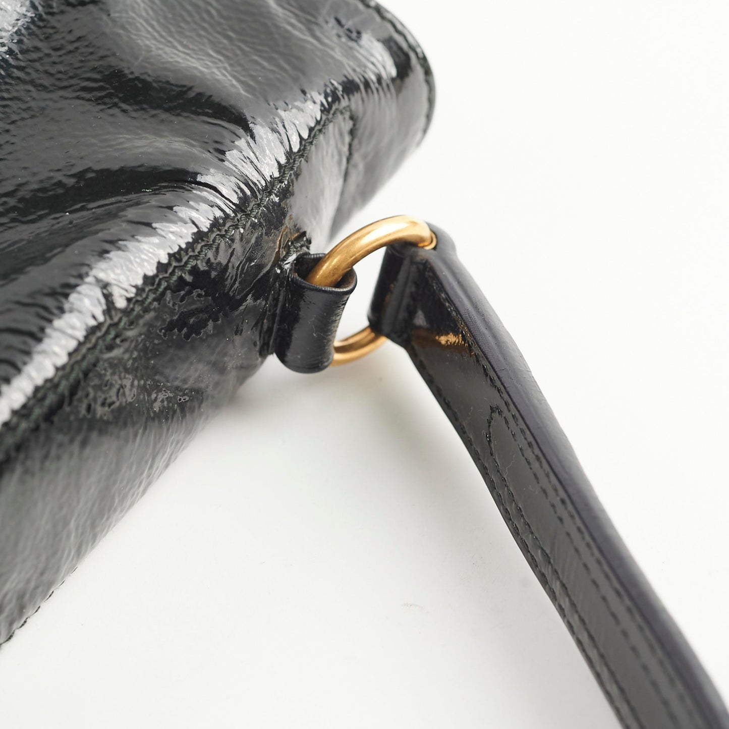 Saint Laurent Black Large Patent/Suede Top Handle Bag