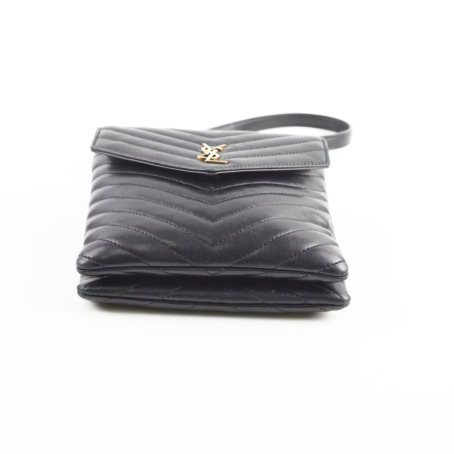 Saint Laurent Quilted Double Leather Crossbody Bag Black