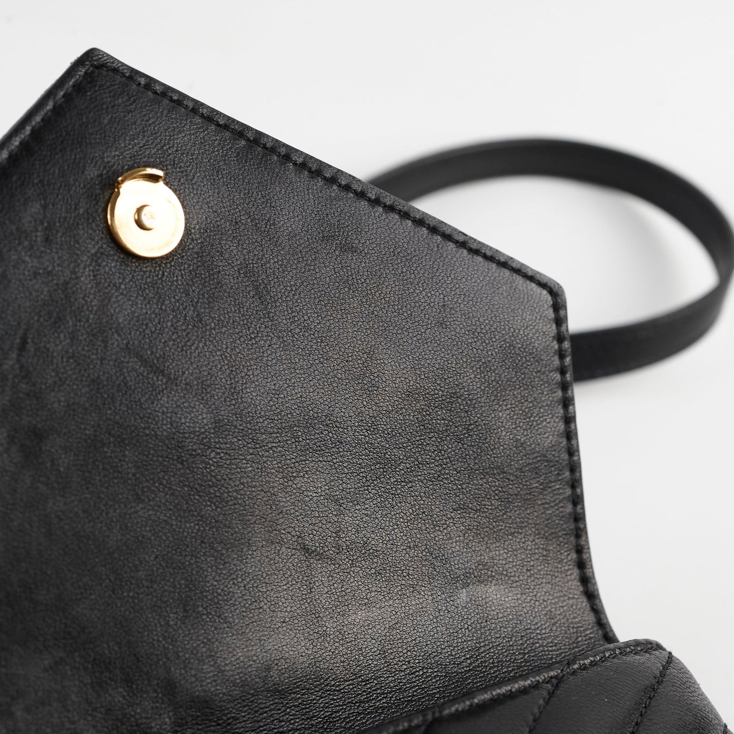 Saint Laurent Quilted Double Leather Crossbody Bag Black