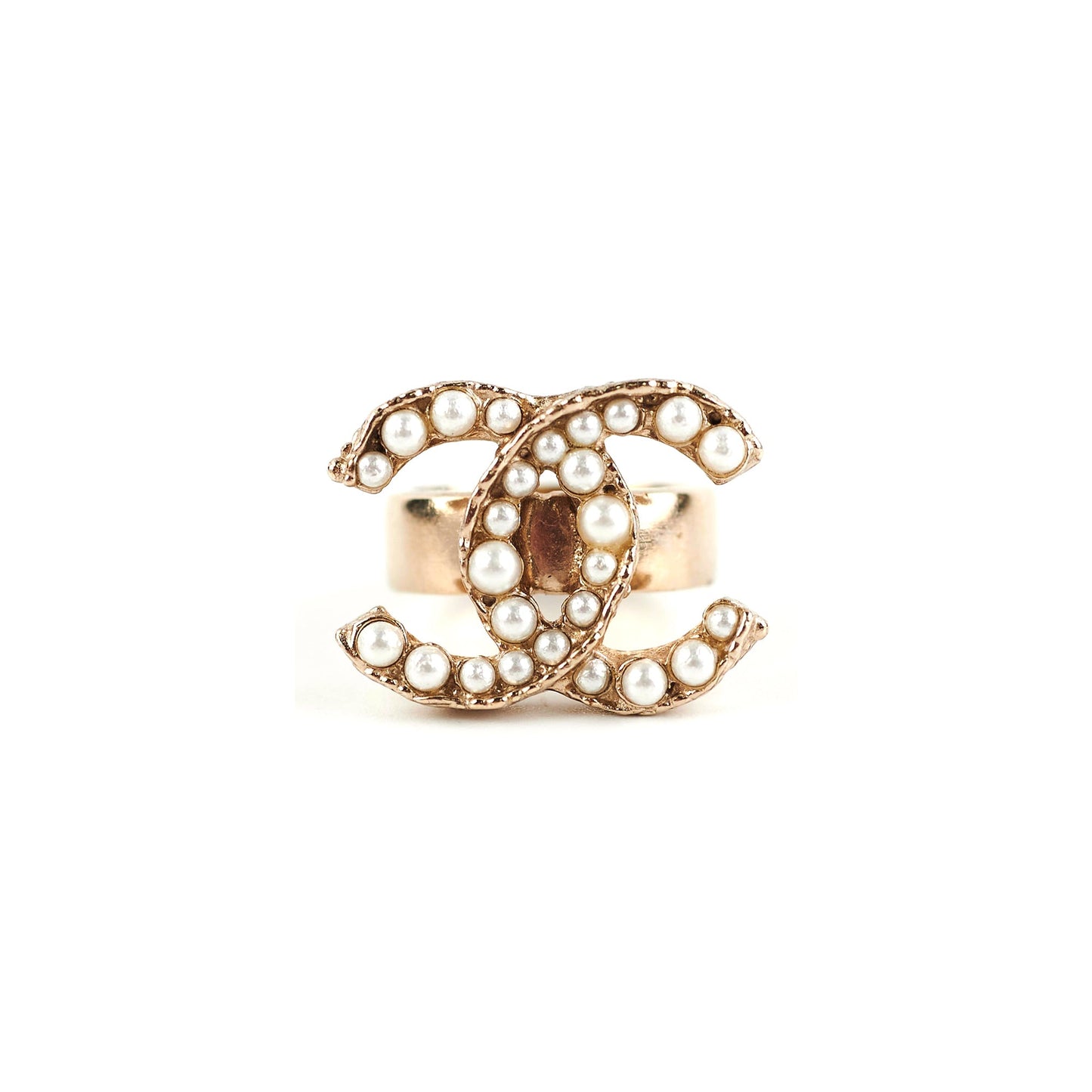 Chanel CC Logo Pearl Cocktail Ring