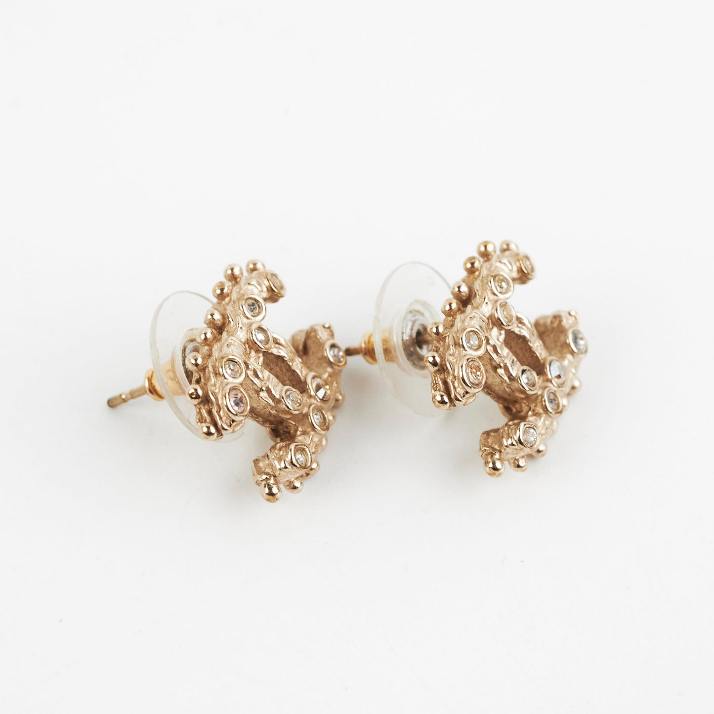 Chanel Coco Logo Pink and Silver Rhinestone Earrings Costume Jewellery