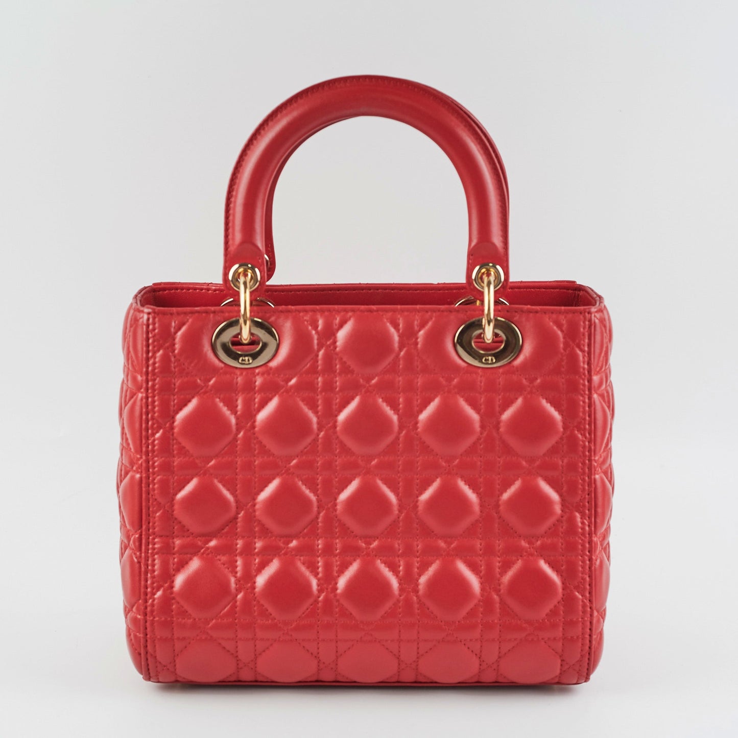 Christian Dior Medium Lady Dior Red Lambskin Bag