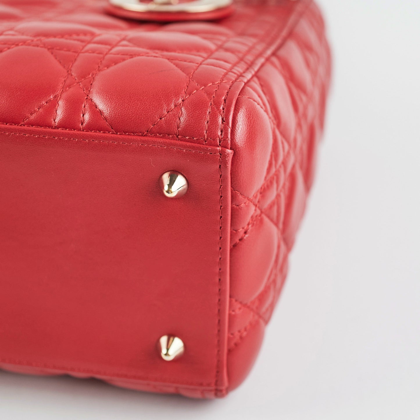 Christian Dior Medium Lady Dior Red Lambskin Bag