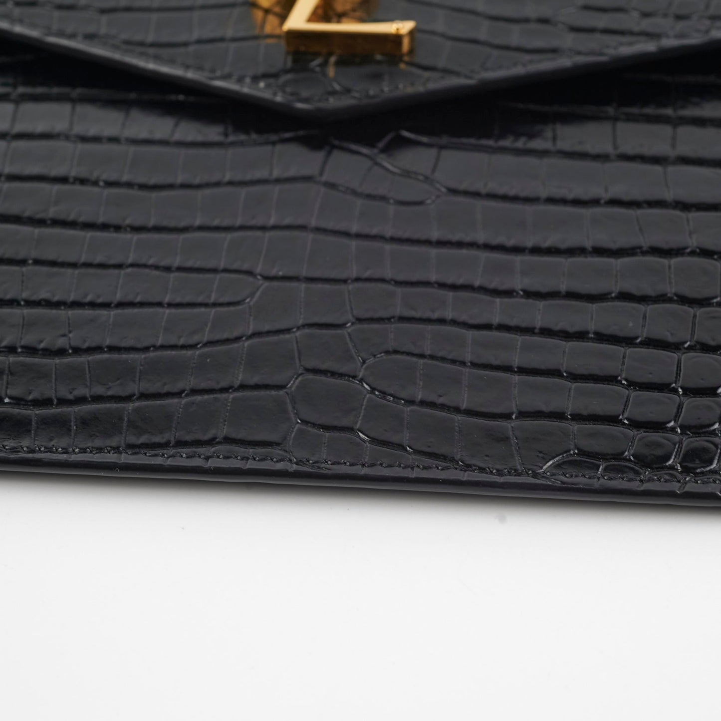 Saint Laurent Croc Embossed Clutch