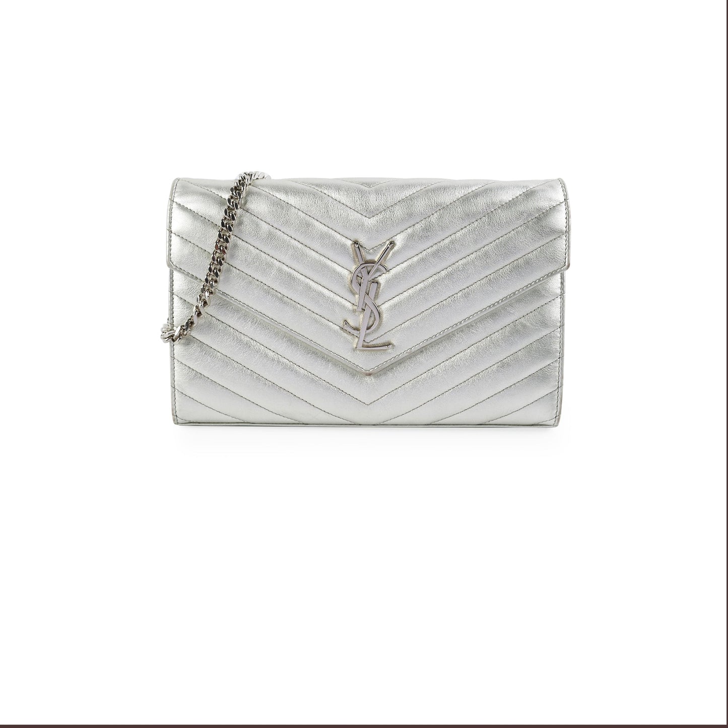 Saint Laurent Cassandre Wallet On Chain (WOC) Silver