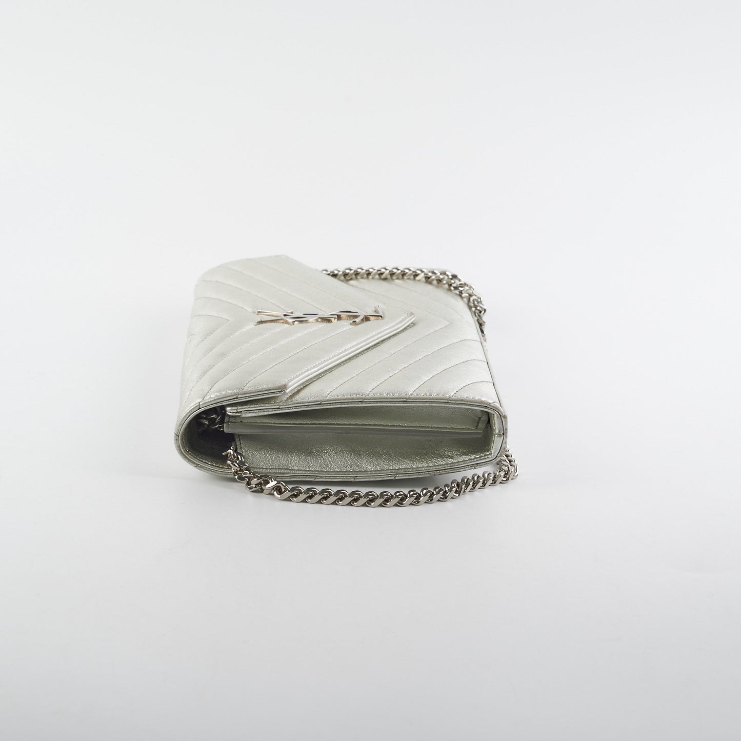 Saint Laurent Cassandre Wallet On Chain (WOC) Silver