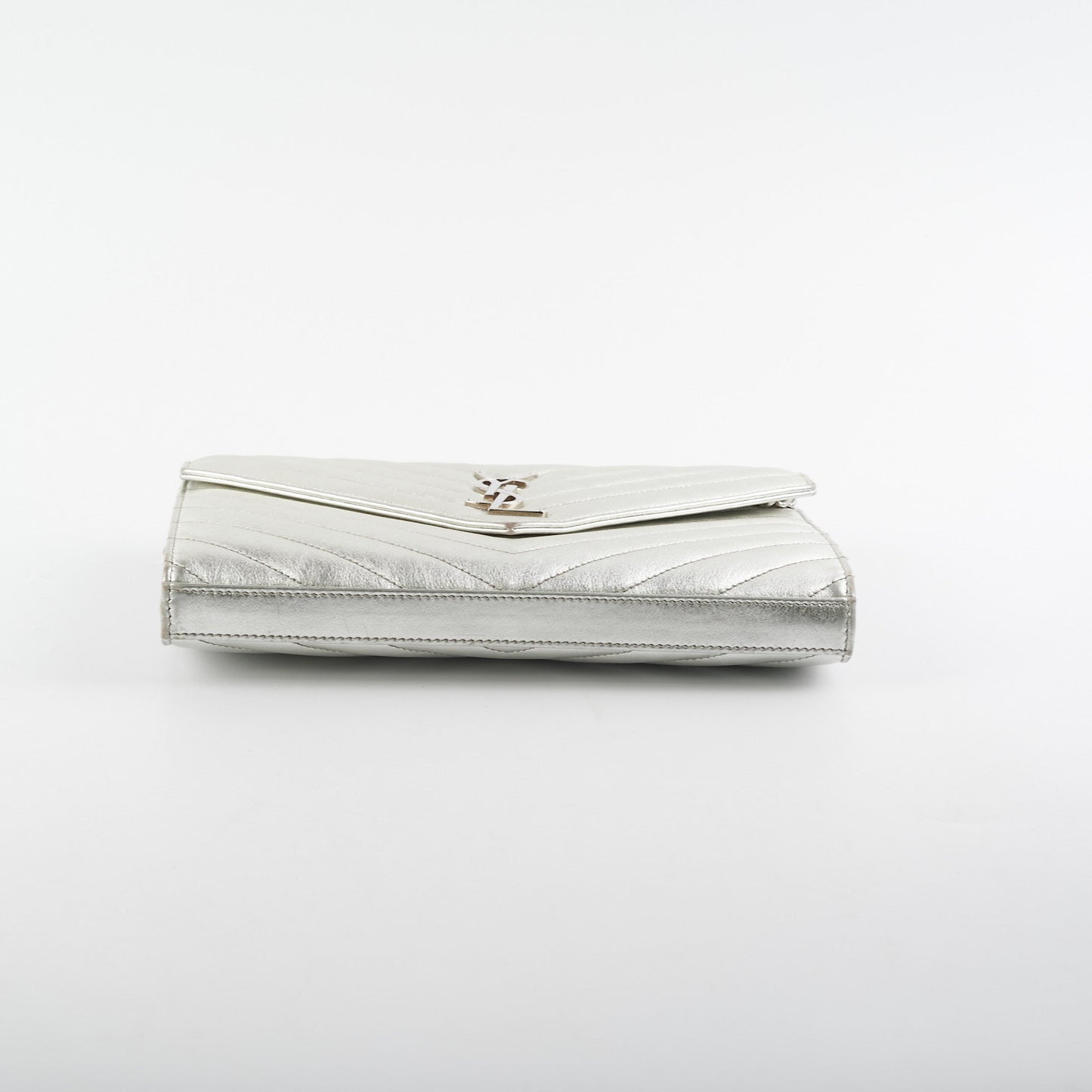 Saint Laurent Cassandre Wallet On Chain (WOC) Silver