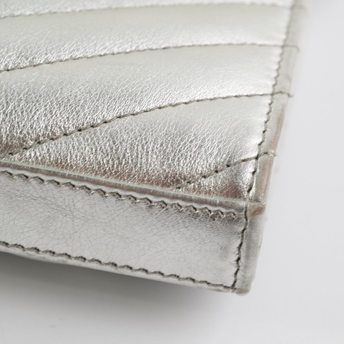 Saint Laurent Cassandre Wallet On Chain (WOC) Silver