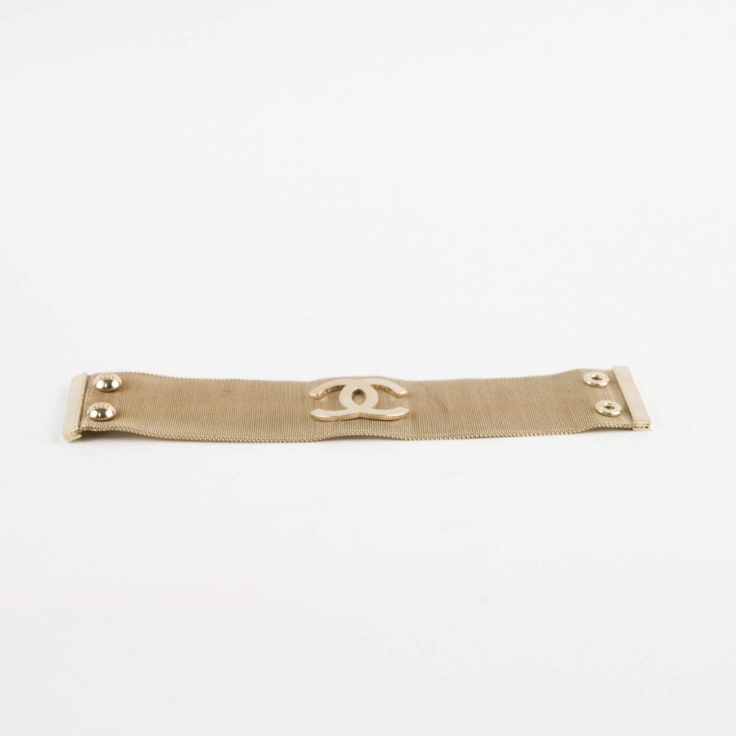 Chanel CC Logo Gold Cuff Bracelet 17cm