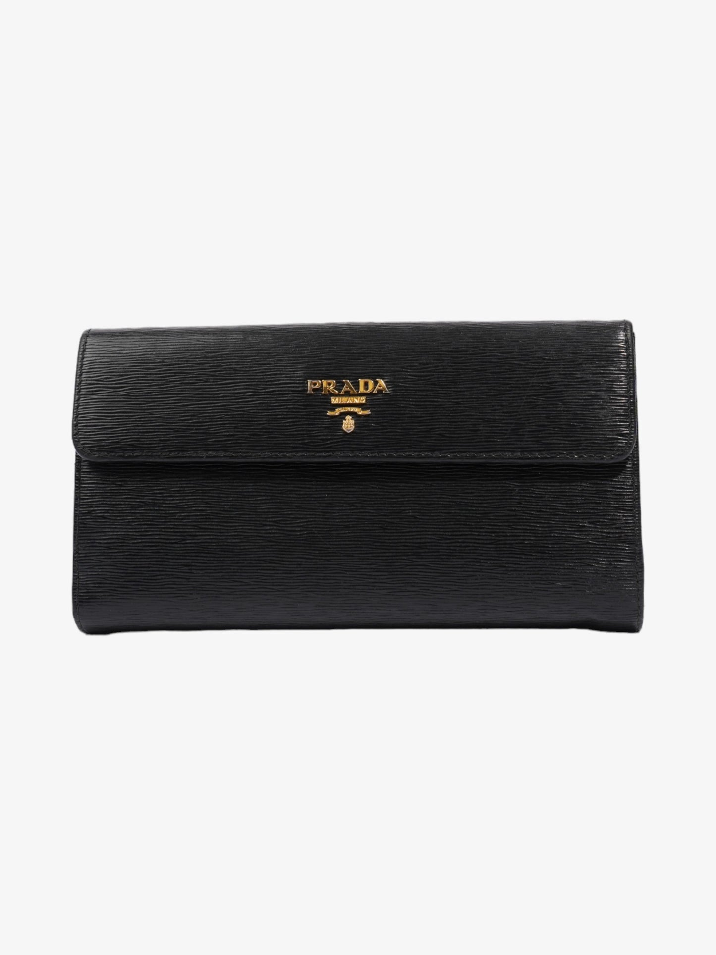 Prada Continental Flap Wallet Black Leather