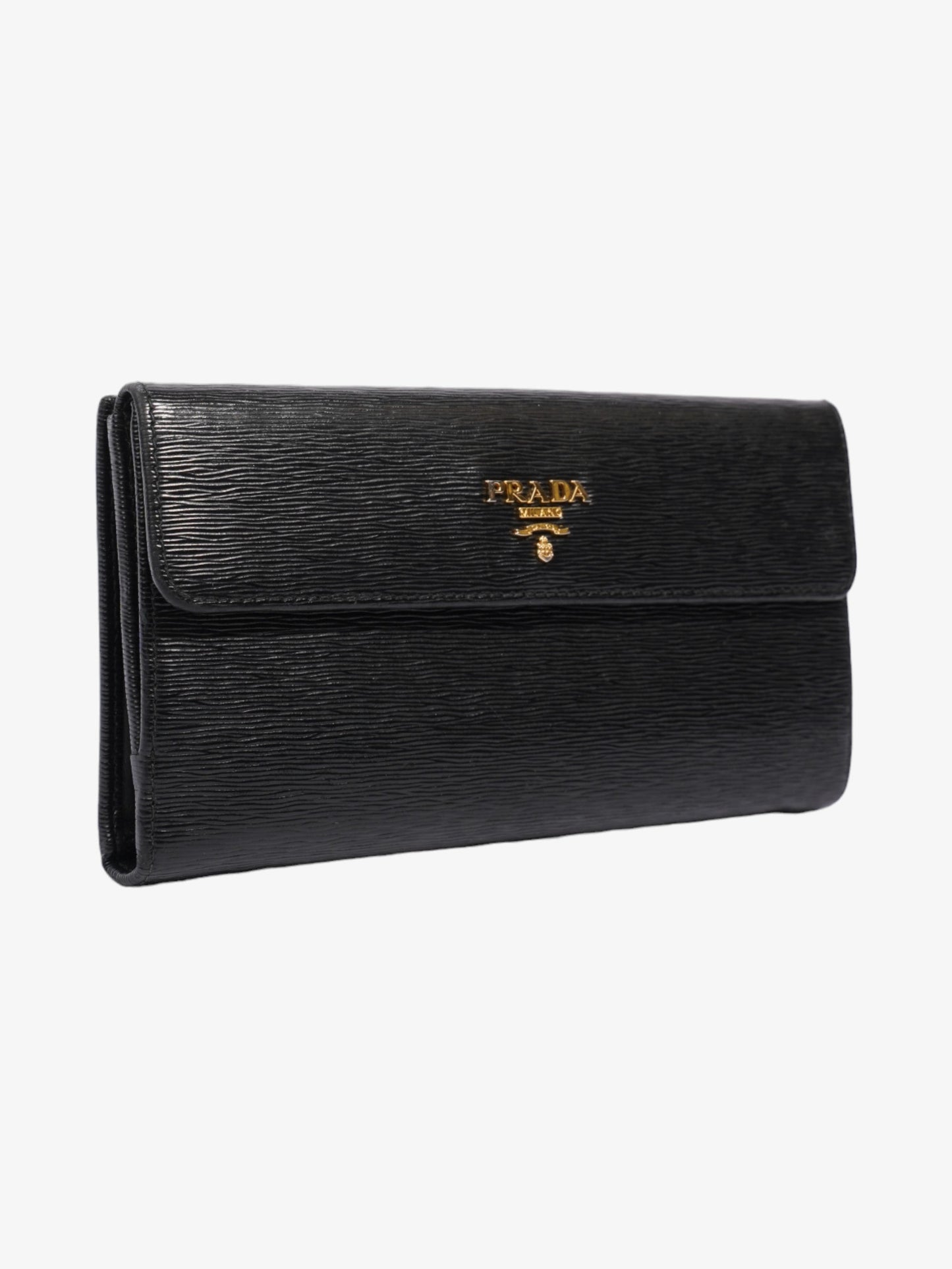 Prada Continental Flap Wallet Black Leather