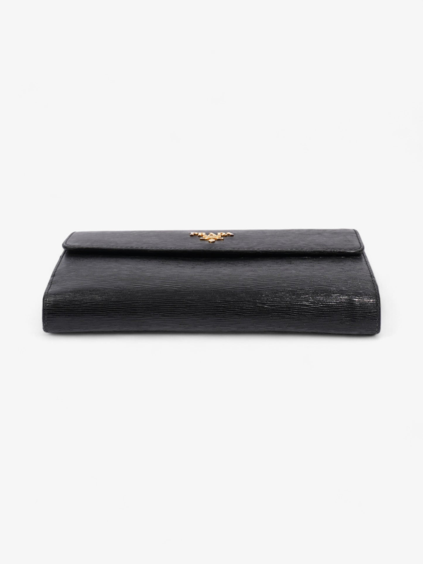 Prada Continental Flap Wallet Black Leather