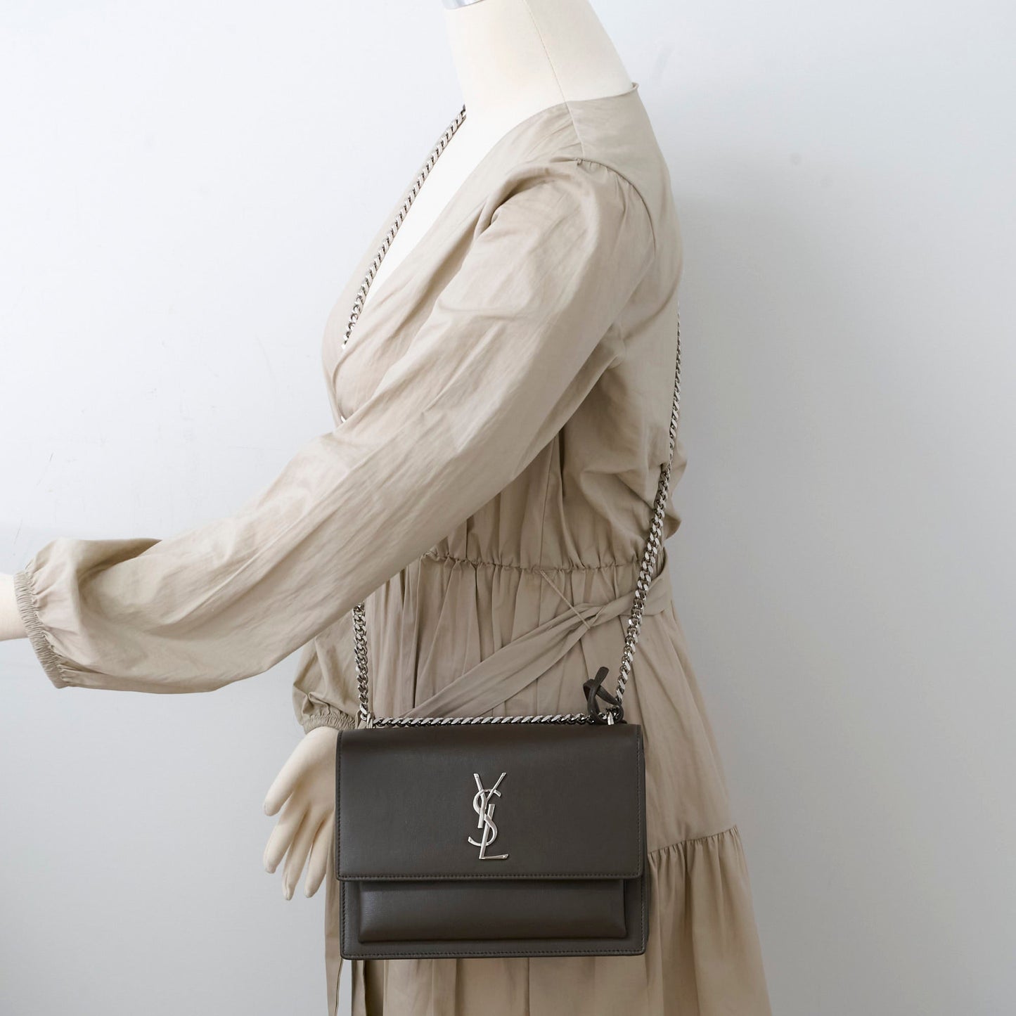 Saint Laurent Sunset Small Brown Shoulder Bag