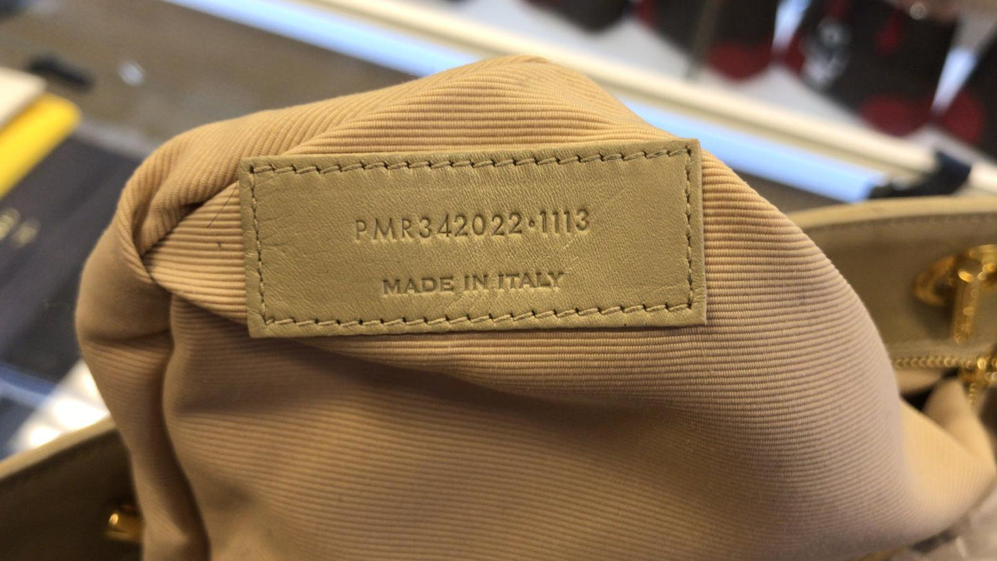 YVES SAINT LAURENT Matelasse Chevron Monogram Shopper Beige Bag - Final Call