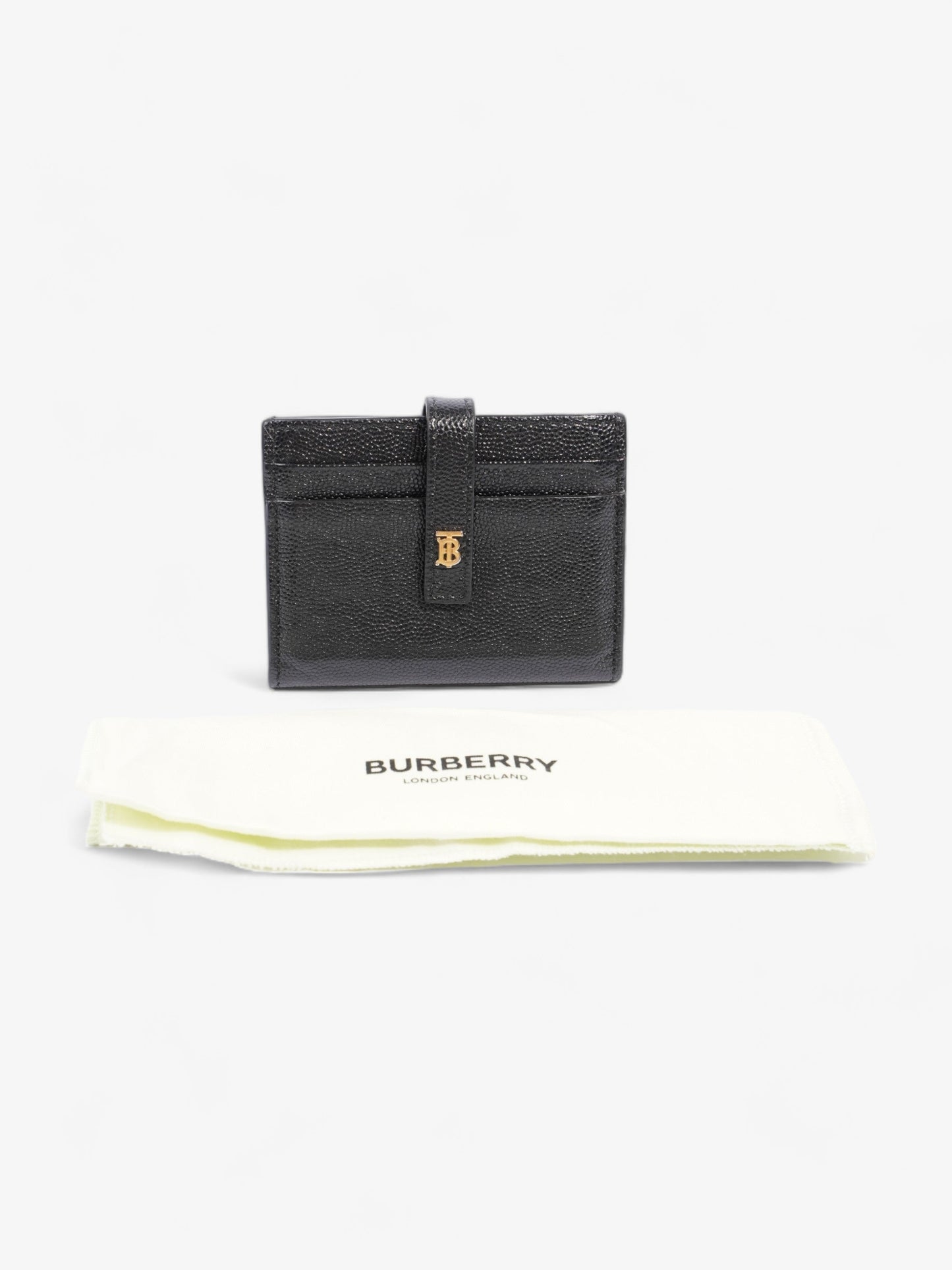Burberry TB Hardware Two Fold Card Case Black Leather