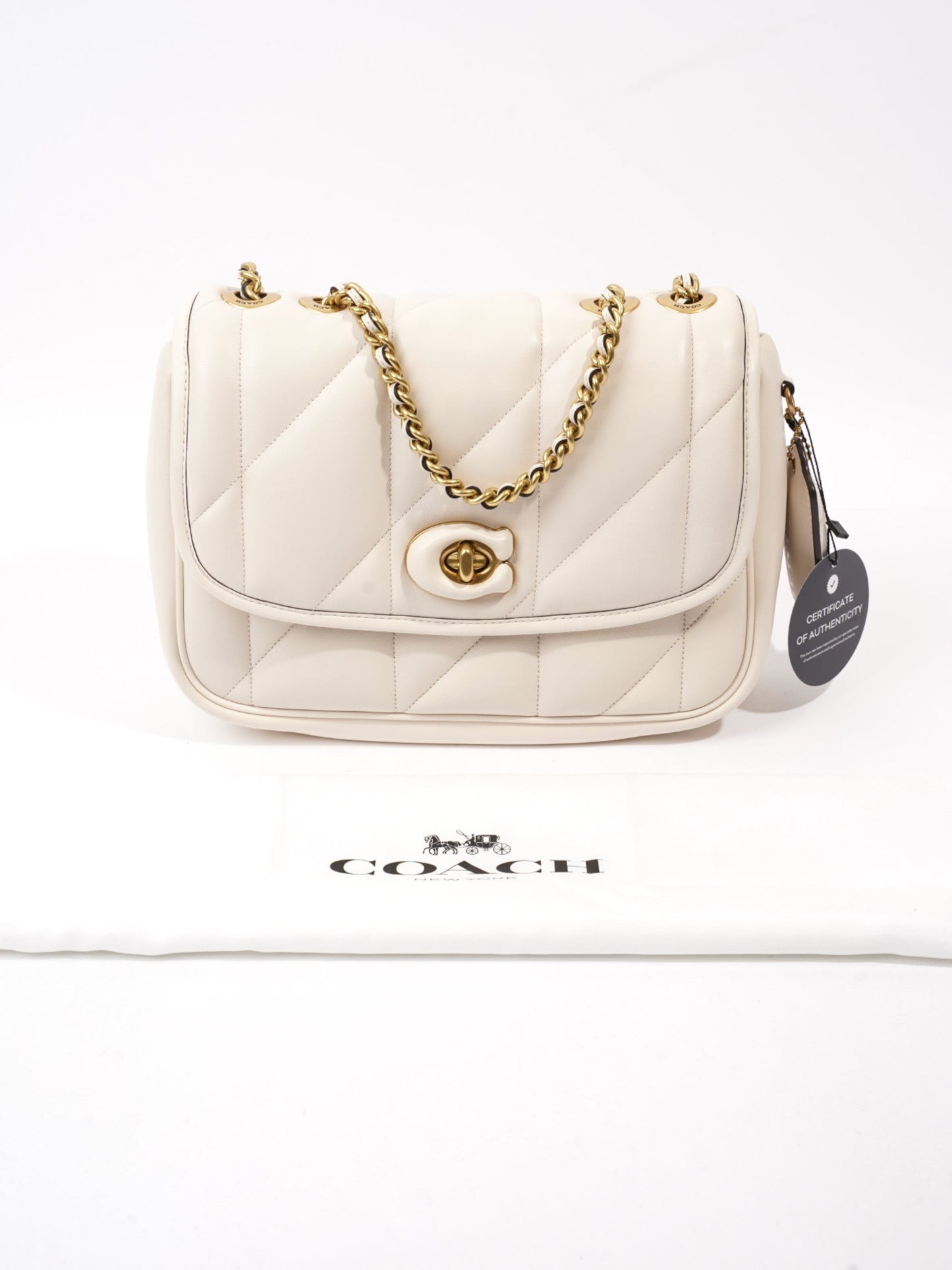 Coach Pillow Madison Cream Calfskin Leather
