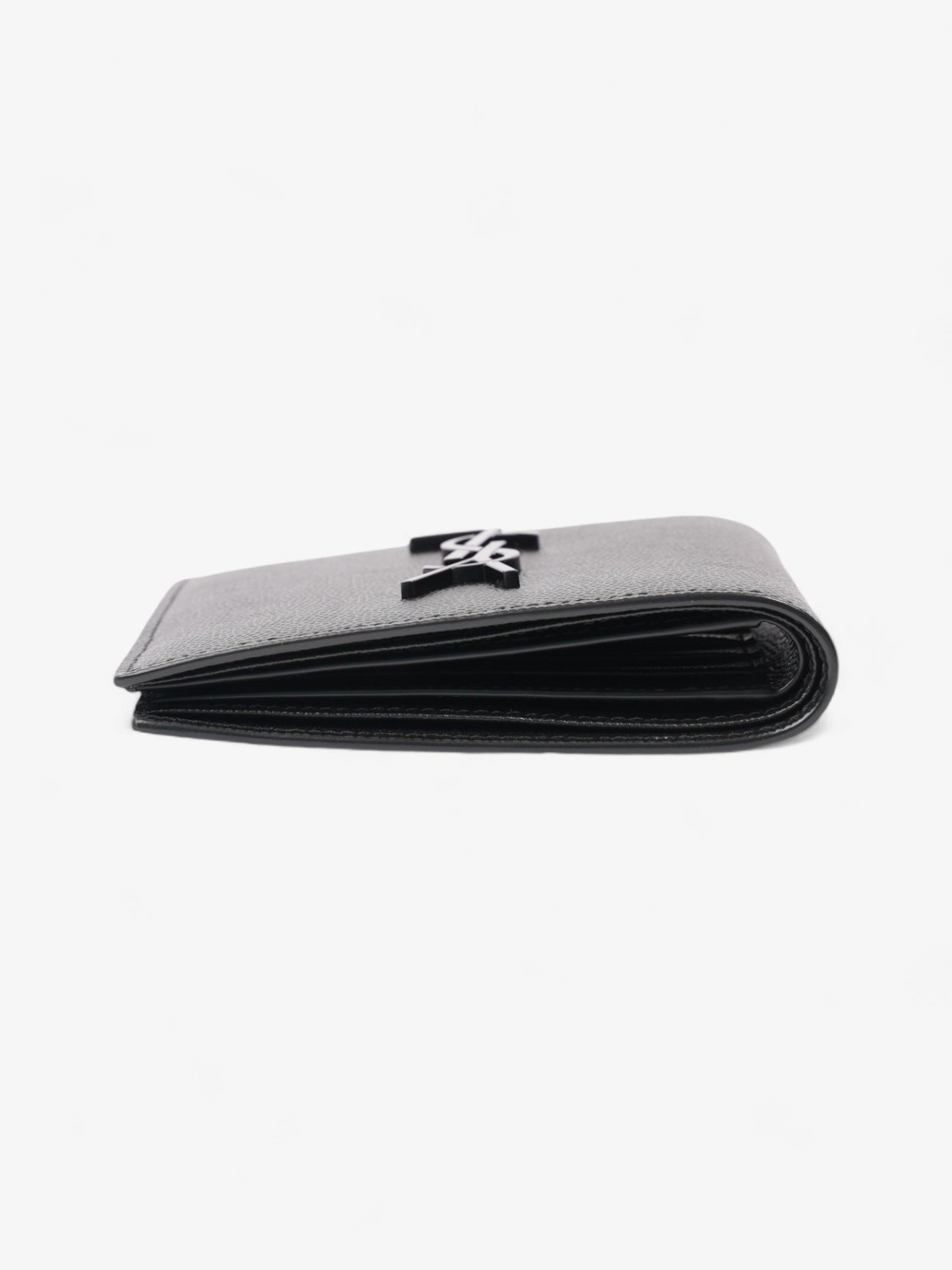 Saint Laurent Cassandre Logo Wallet Black Leather