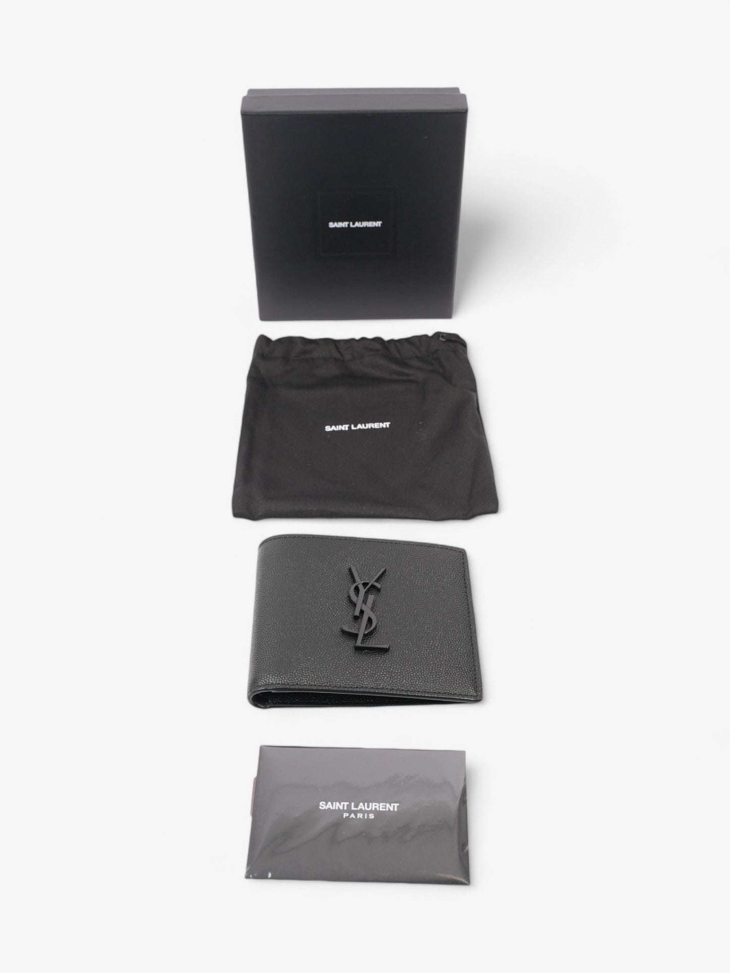 Saint Laurent Cassandre Logo Wallet Black Leather
