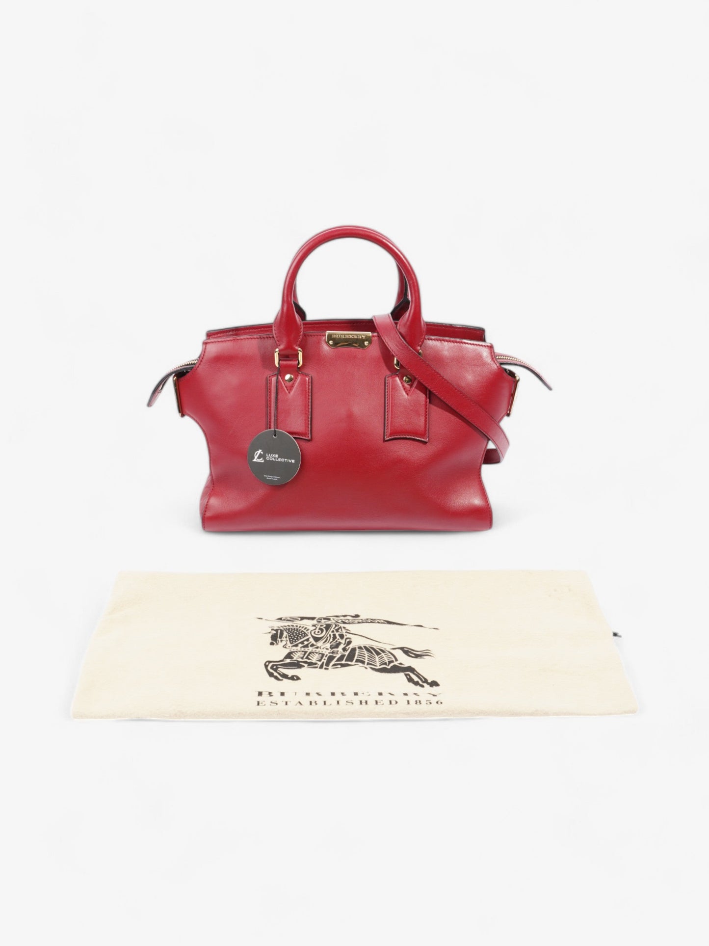 Burberry Clifton Red Calfskin Leather Medium