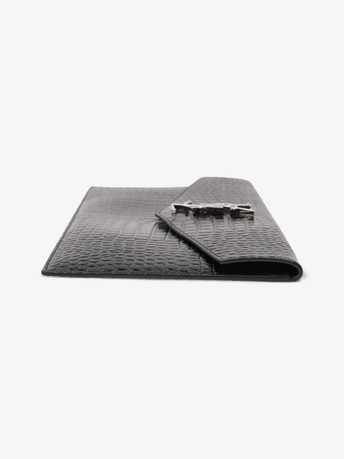 Saint Laurent Uptown Clutch Black Embossed Leather Medium