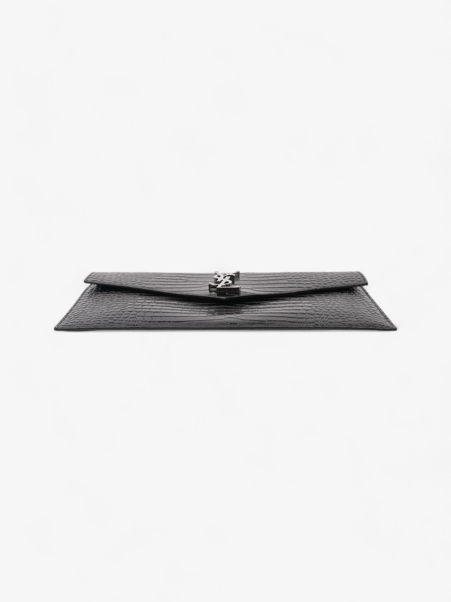 Saint Laurent Uptown Clutch Black Embossed Leather Medium