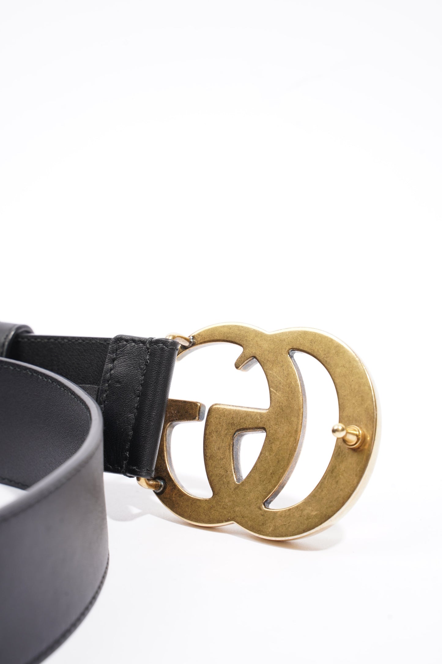Gucci GG Marmont 2015 Re-Edition Wide Belt Black Leather 85cm / 34"