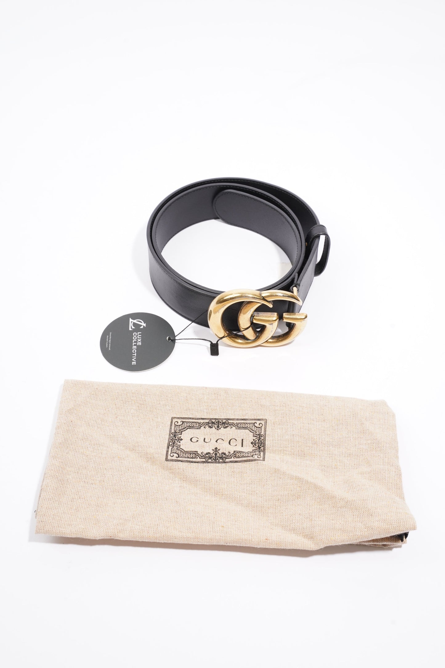 Gucci GG Marmont 2015 Re-Edition Wide Belt Black Leather 85cm / 34"