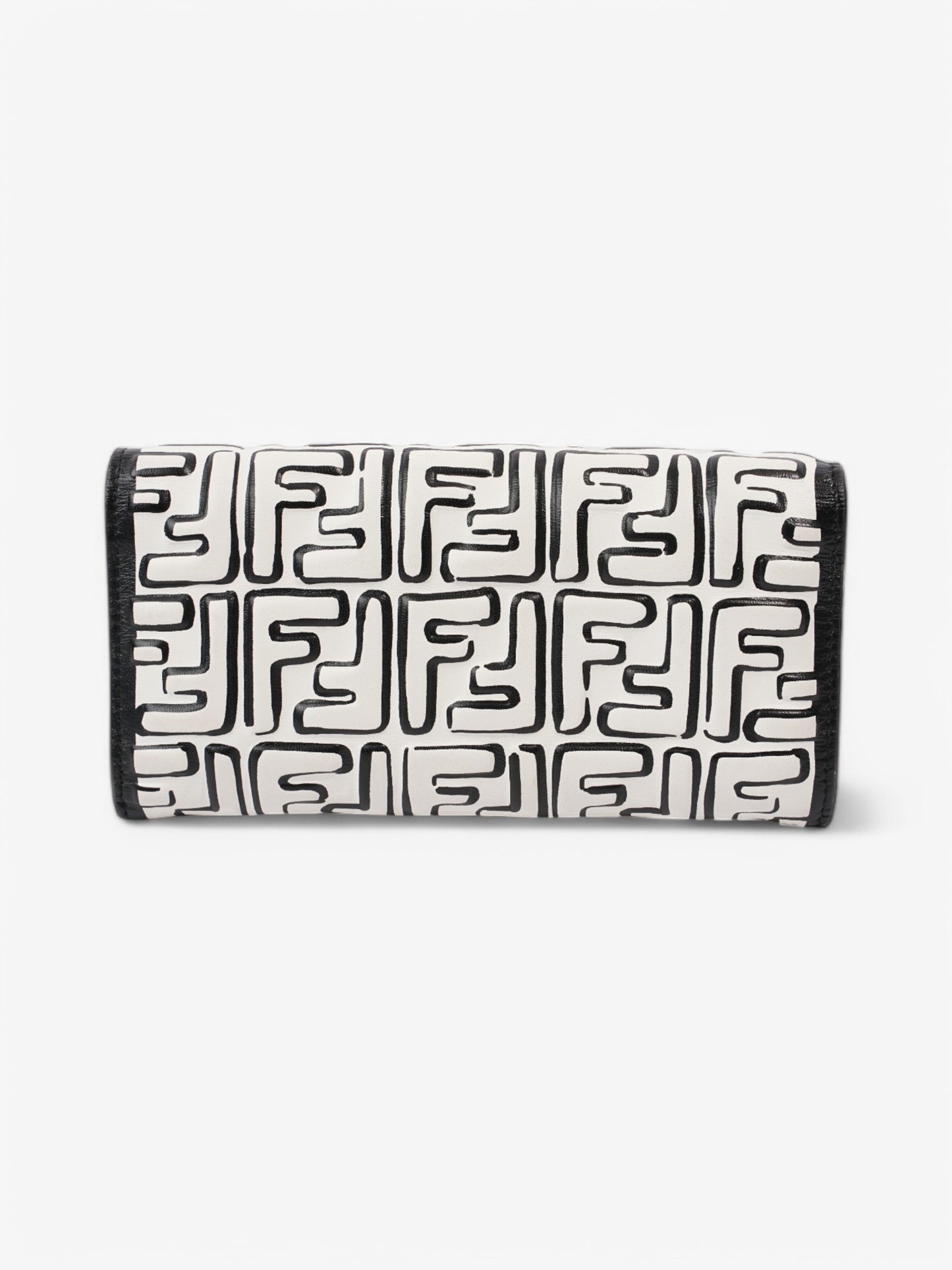 Fendi x Joshua Vides FF Embossed Continental Wallet on Chain Black / White Nappa Leather
