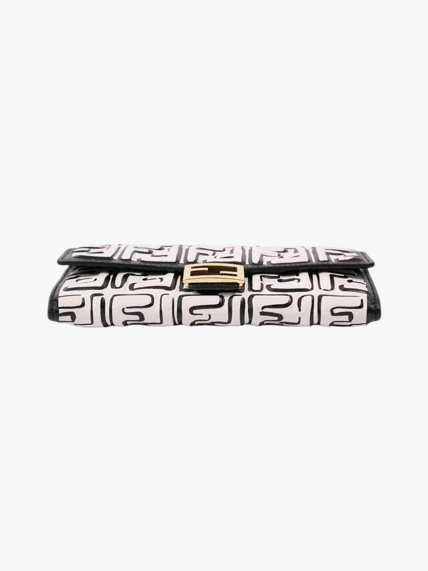 Fendi x Joshua Vides FF Embossed Continental Wallet on Chain Black / White Nappa Leather