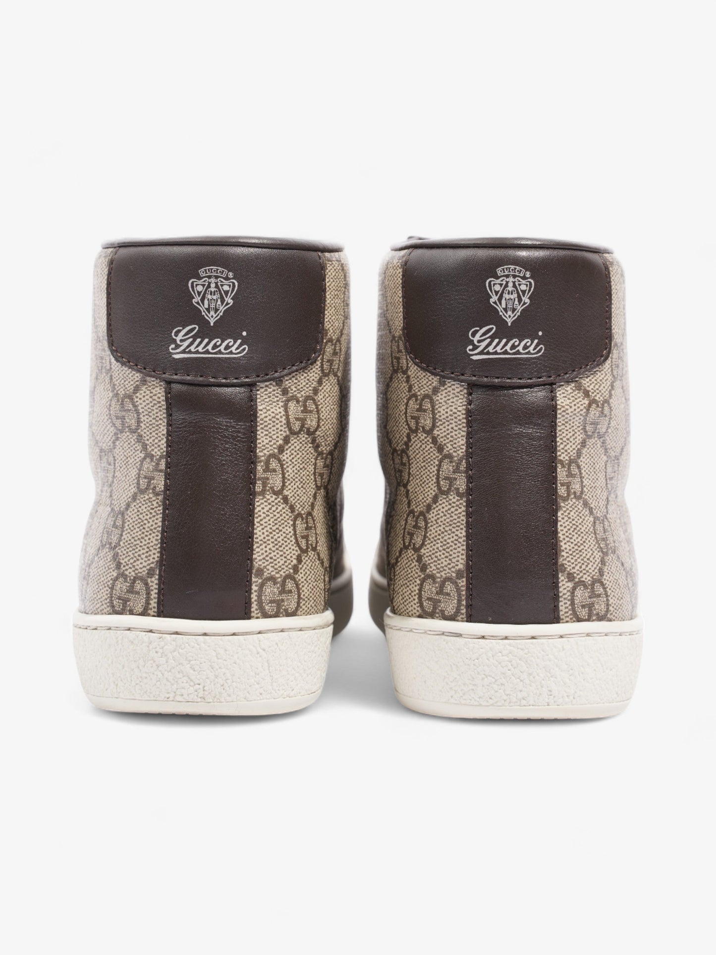 Gucci High Top Sneakers Beige And Ebony GG Supreme / Brown Coated Canvas EU 37 UK 4