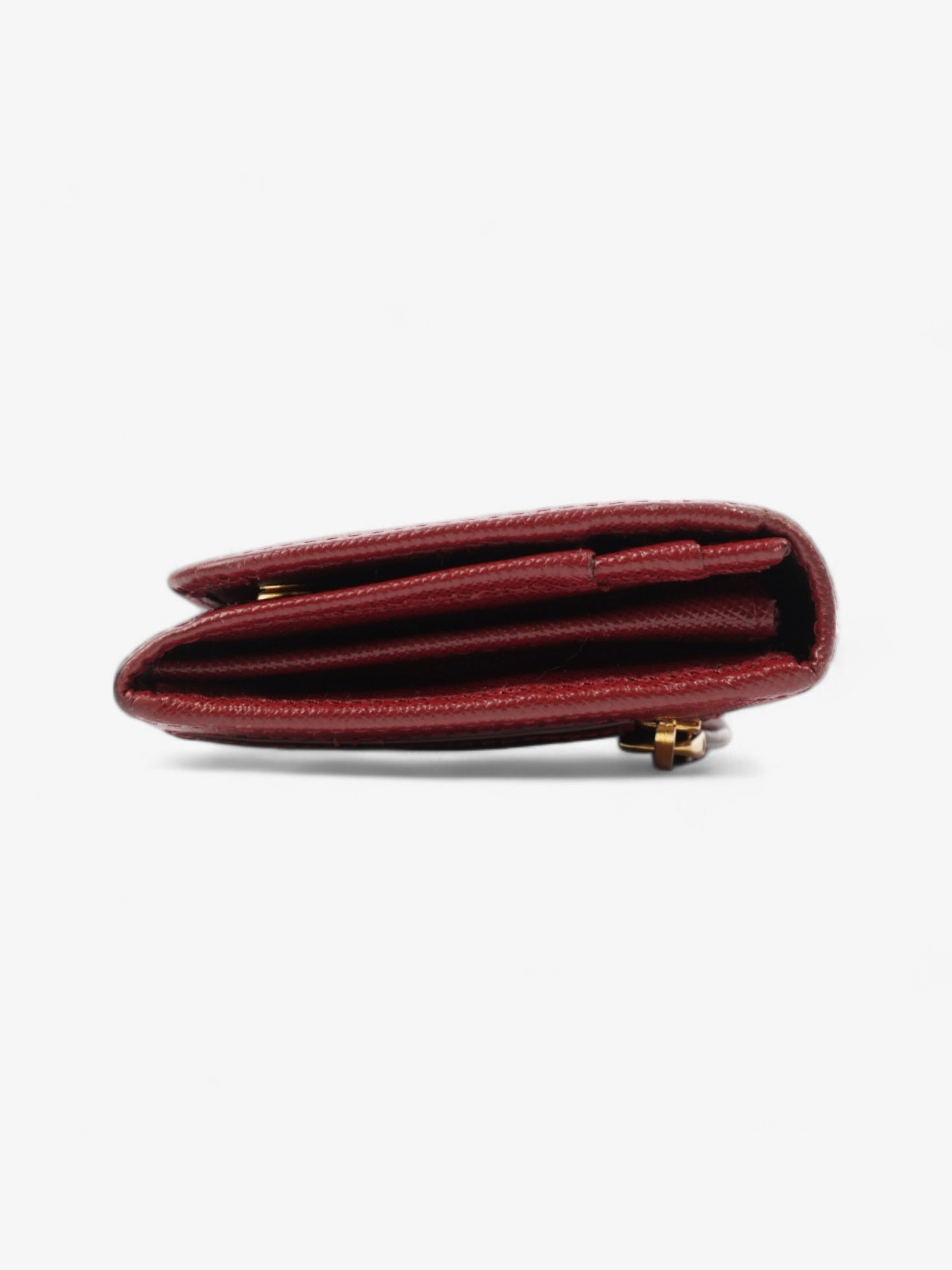 Prada Continental Wallet Burgundy / Gold Saffiano Leather
