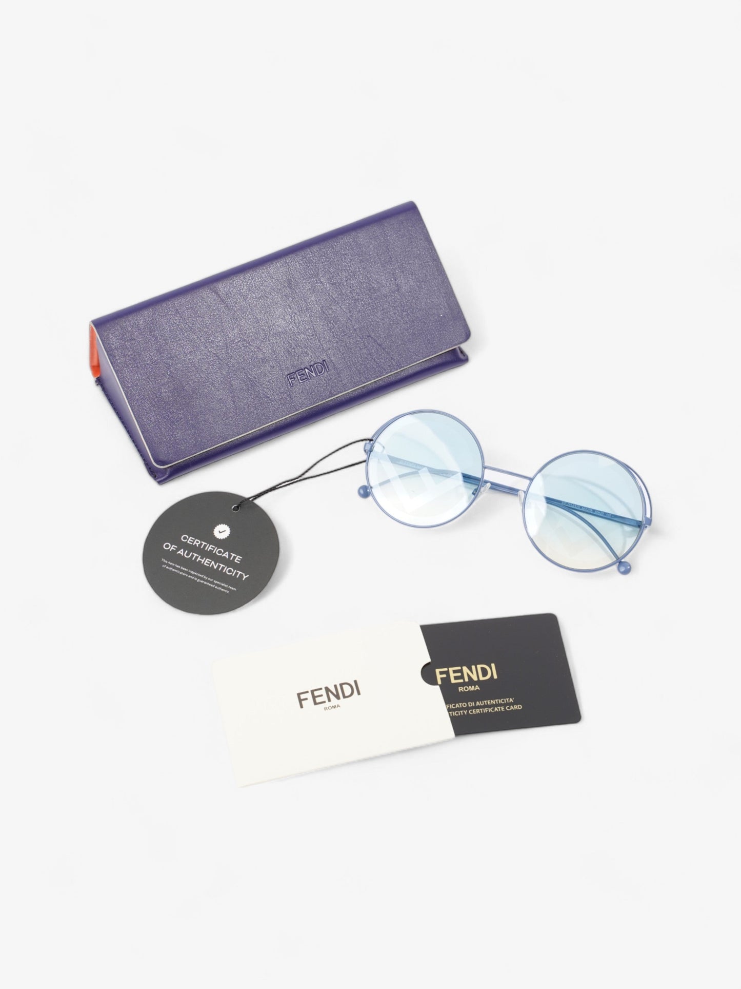 Fendi Round Sunglasses Blue Base Metal 135mm