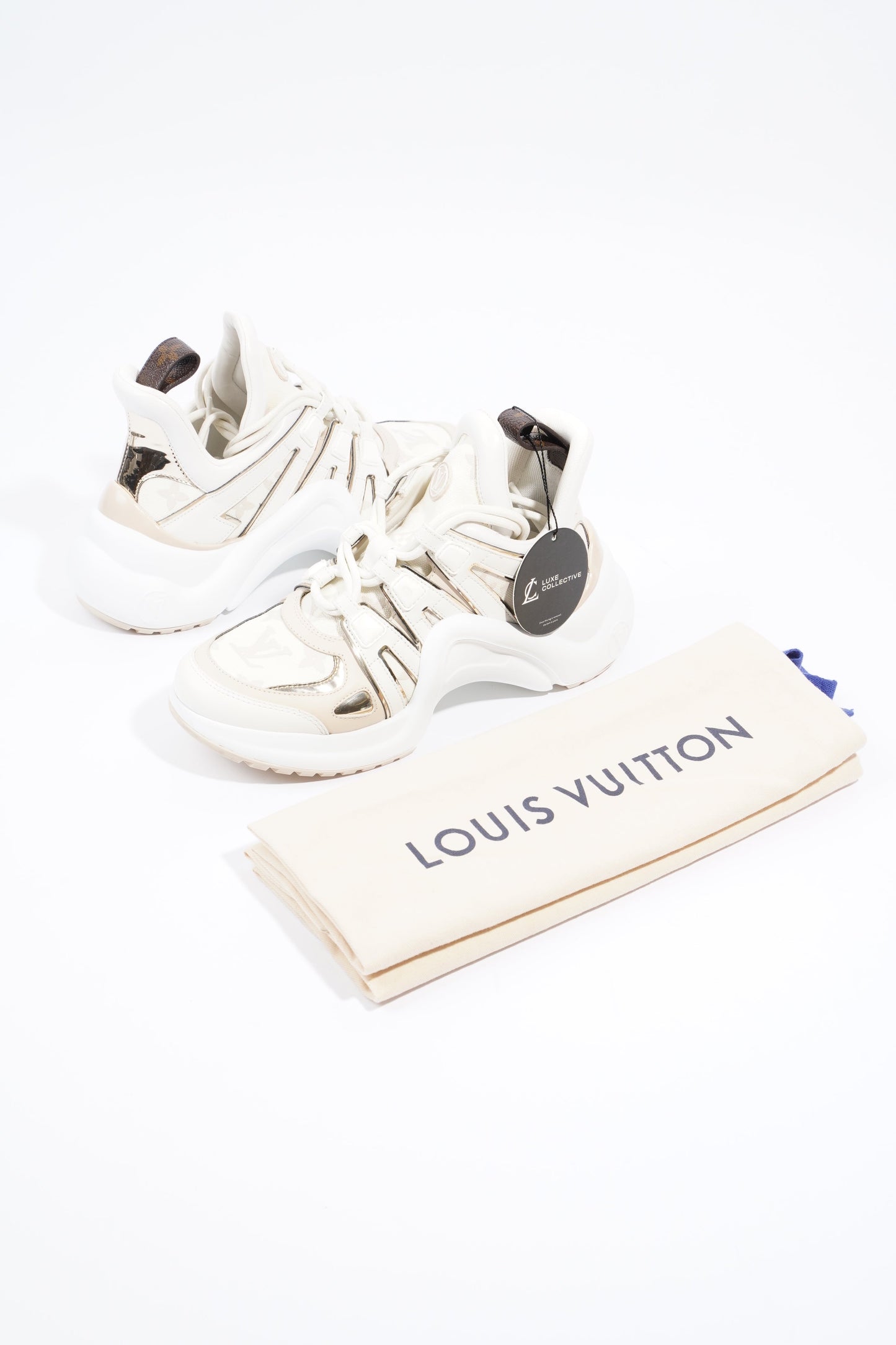 Louis Vuitton Archlight Sneakers White / Gold / Beige Leather EU 37 UK 4