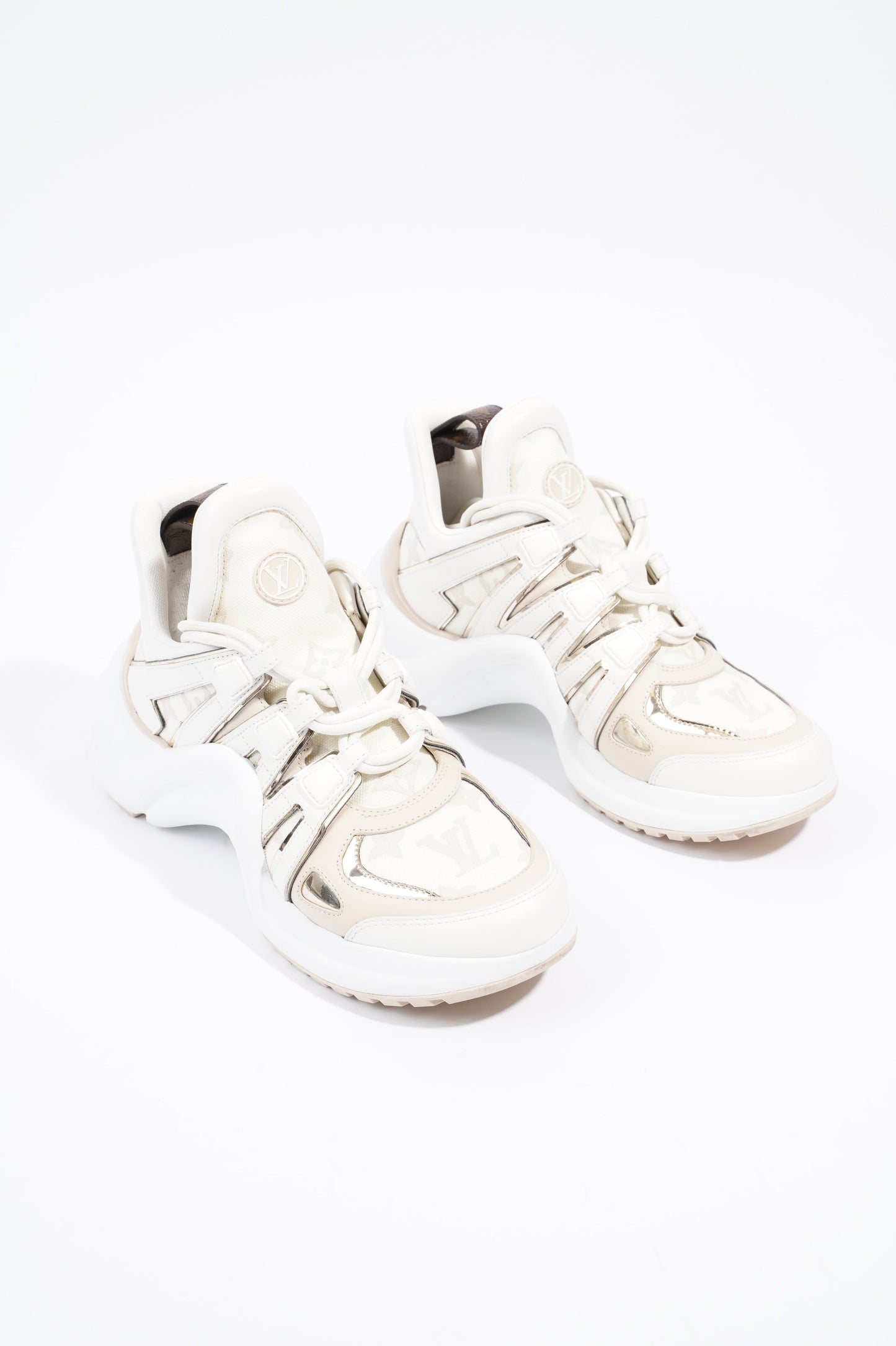 Louis Vuitton Archlight Sneakers White / Gold / Beige Leather EU 37 UK 4
