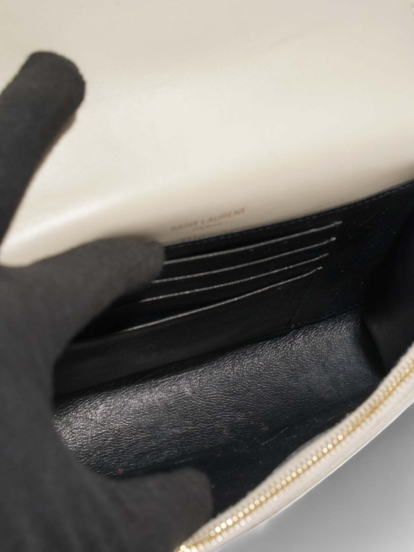 Saint Laurent Kate Belt Bag Cream Calfskin Leather