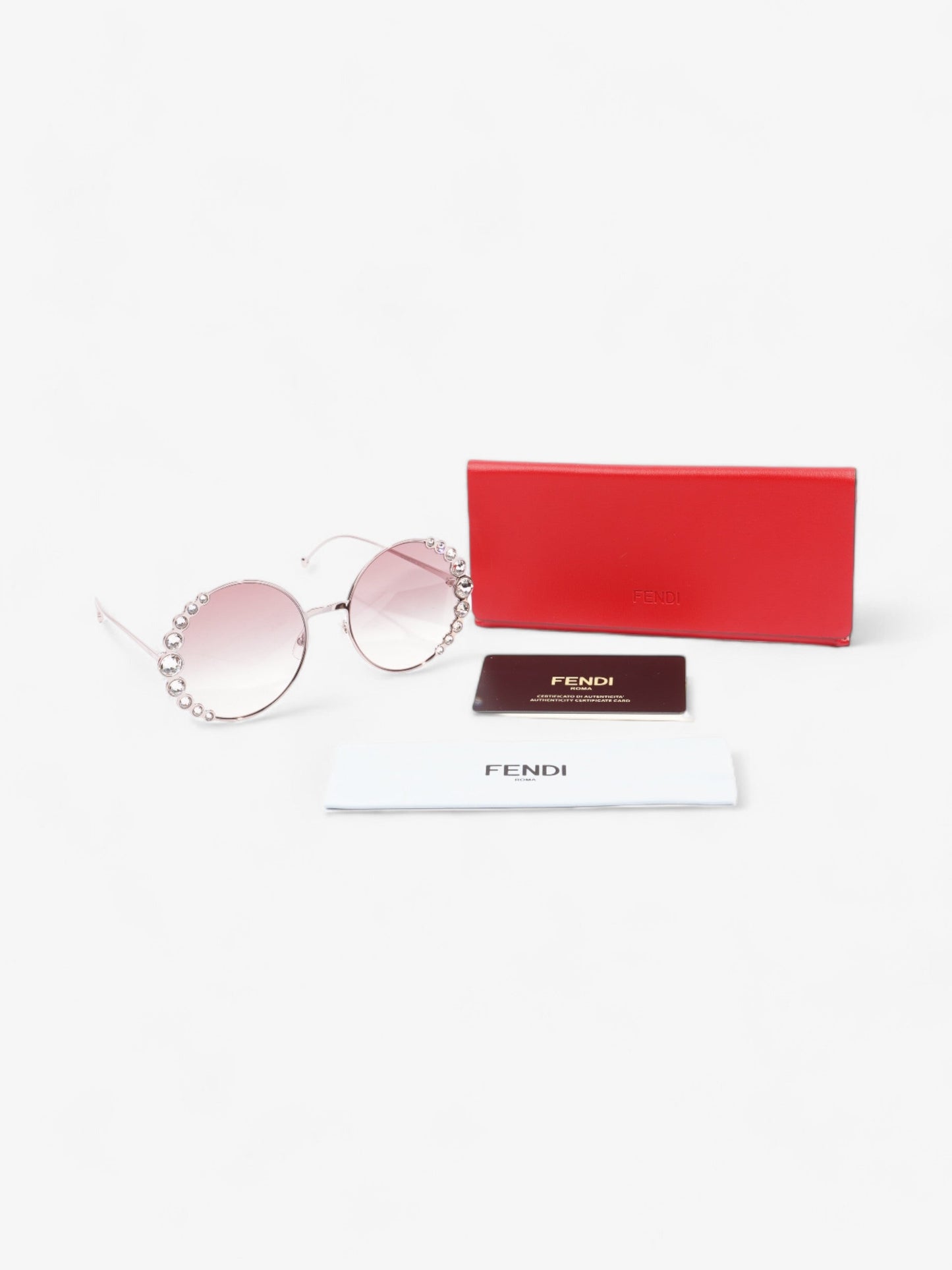 Fendi Round Crystal Sunglasses Gradient Pink Acetate 135mm