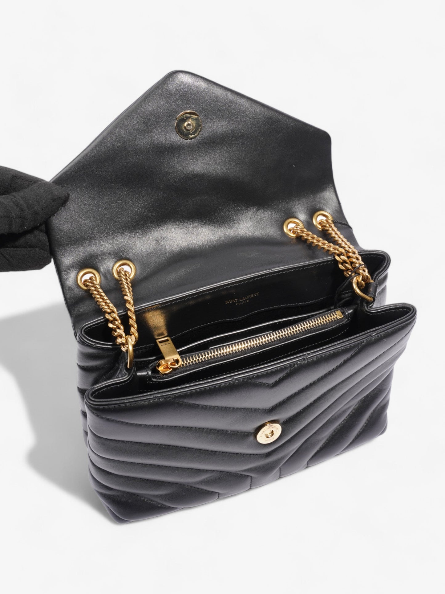 Saint Laurent LouLou Black Calfskin Leather Small