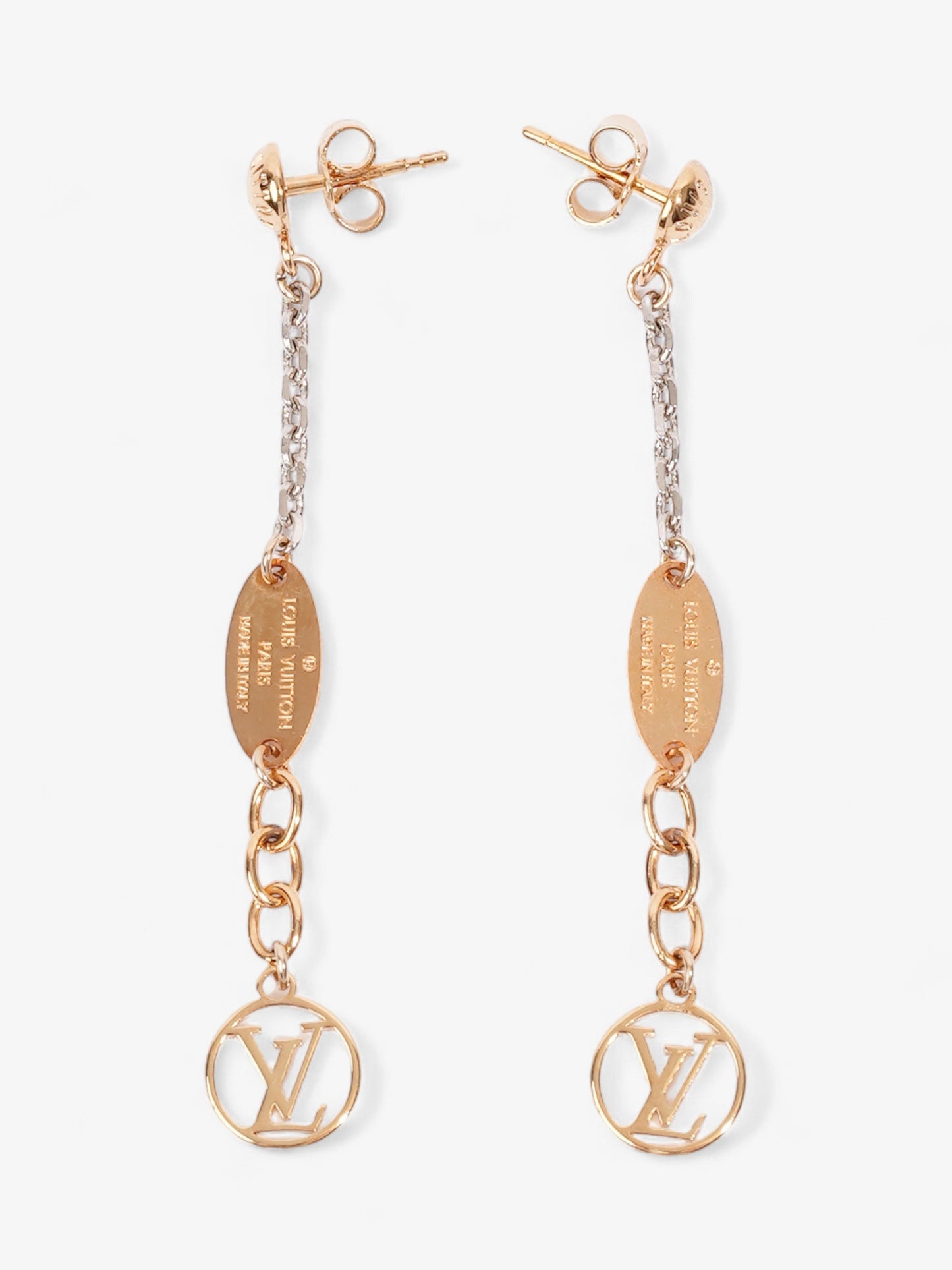Louis Vuitton Logomania Earrings Silver / Gold Brass