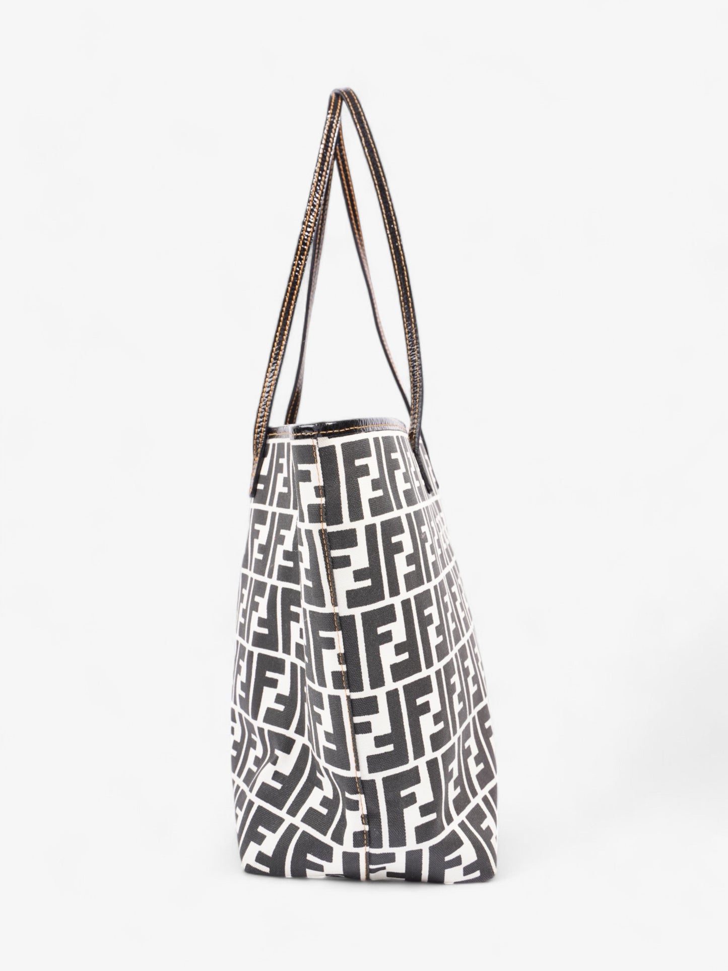 Fendi FF Roll Tote White / Black Canvas