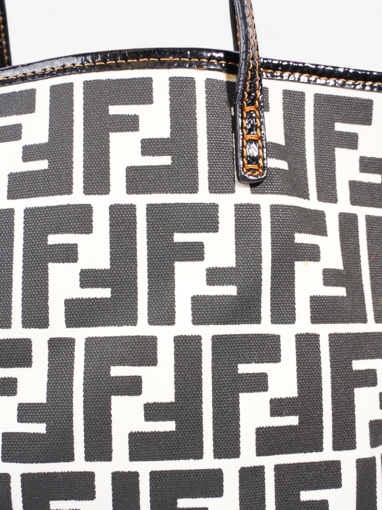 Fendi FF Roll Tote White / Black Canvas