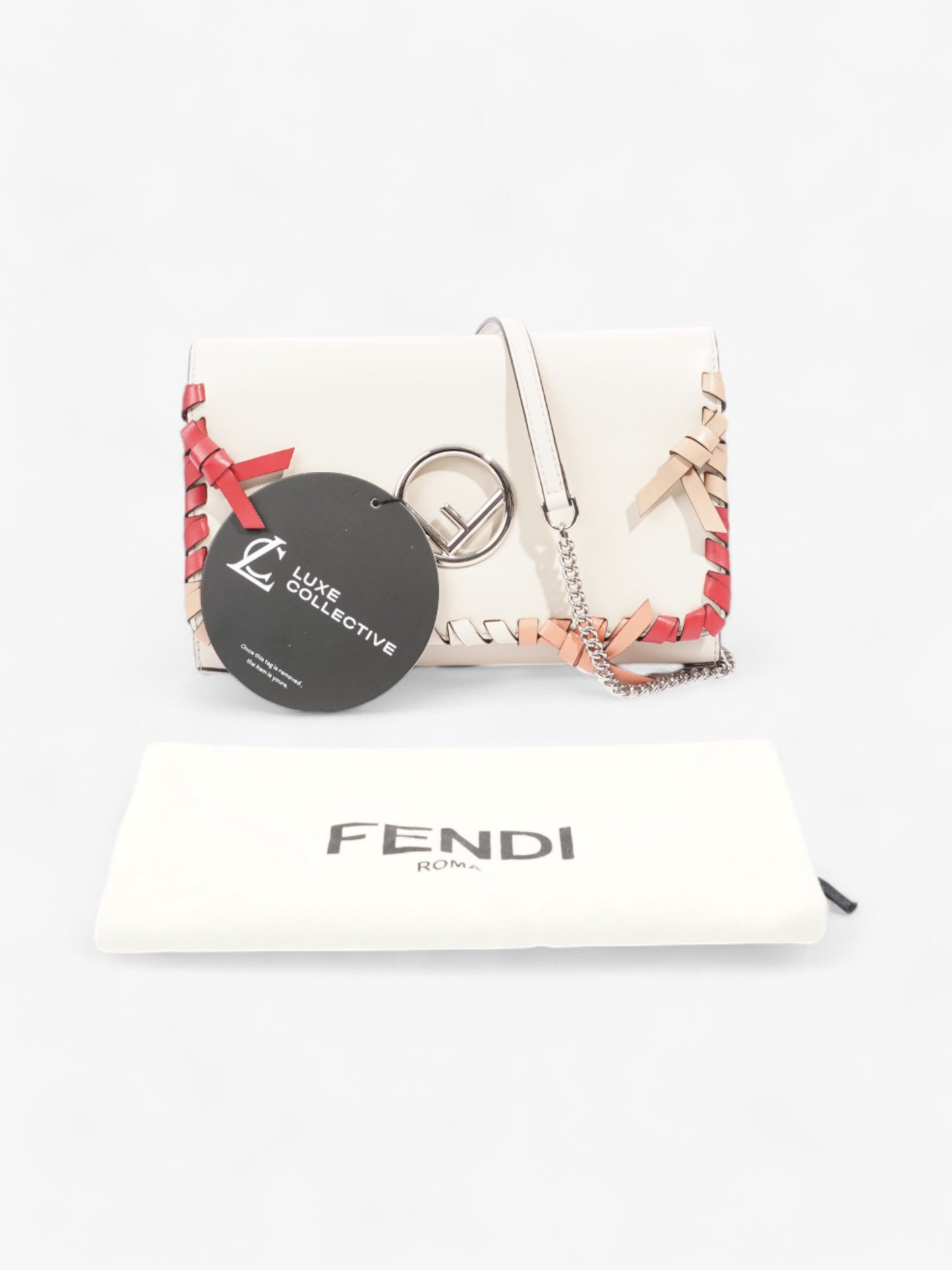Fendi F is Fendi Whipstitch Bow Wallet On Chain Camelia / Multicoloured Calfskin Leather