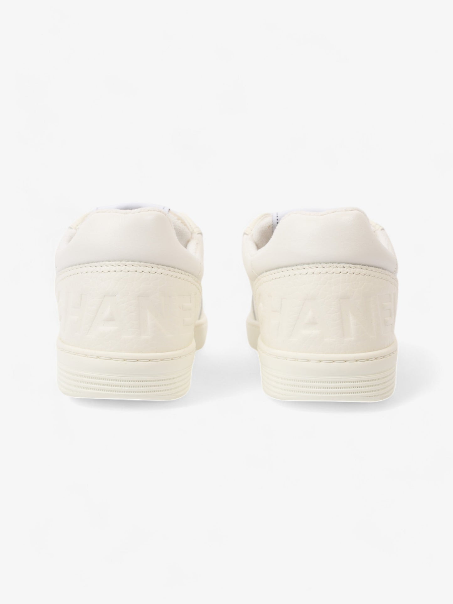 Chanel Perforated Low Top Sneakers White Leather EU 37 UK 4