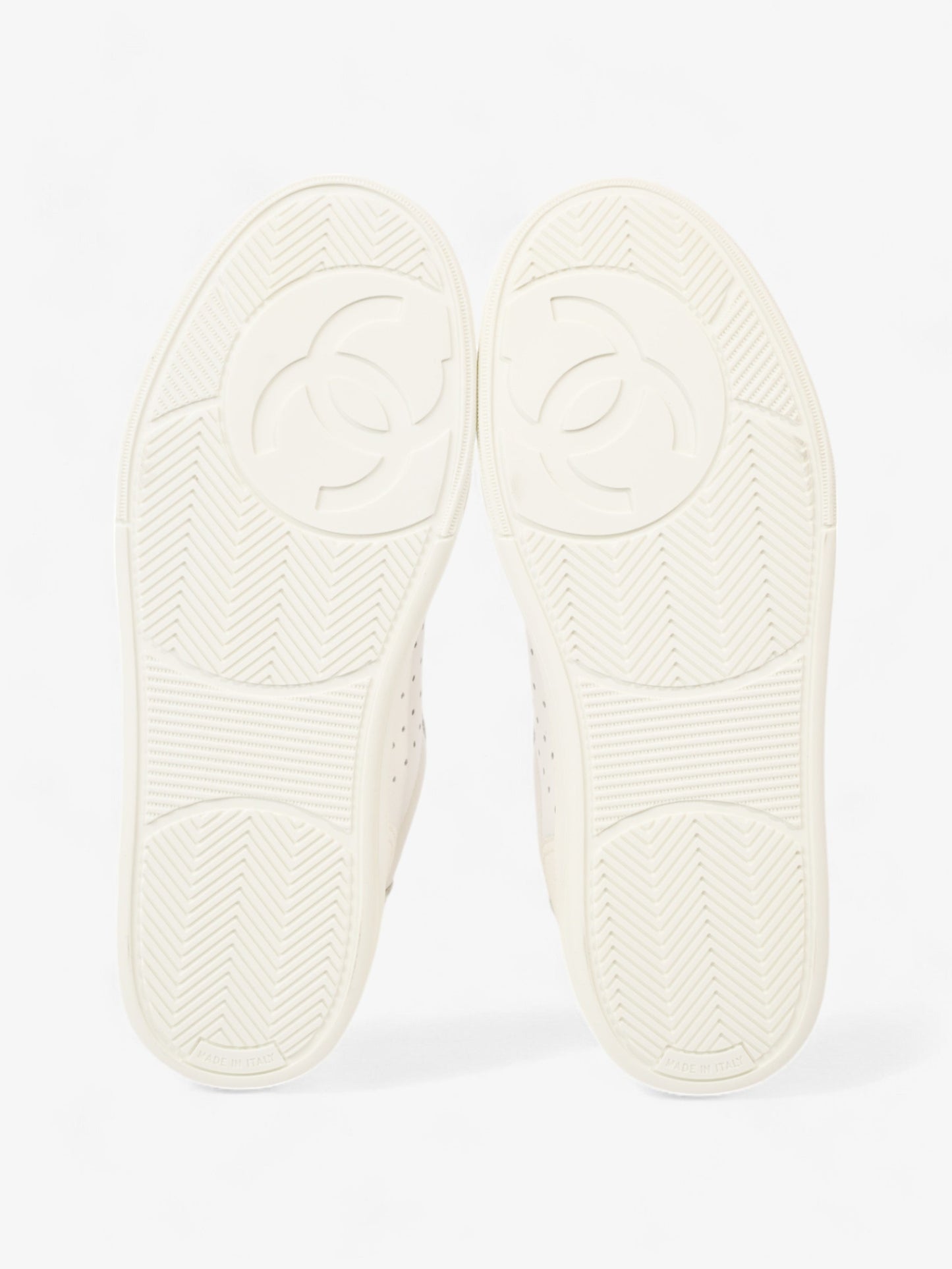 Chanel Perforated Low Top Sneakers White Leather EU 37 UK 4