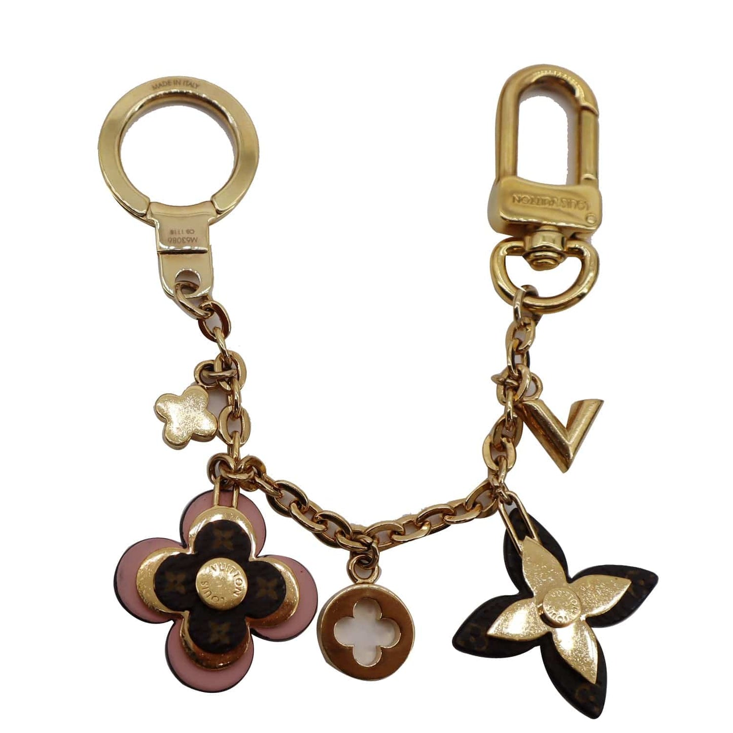 LOUIS VUITTON Monogram Blooming Flowers Bag Charm Key Holder Rose Ballerine