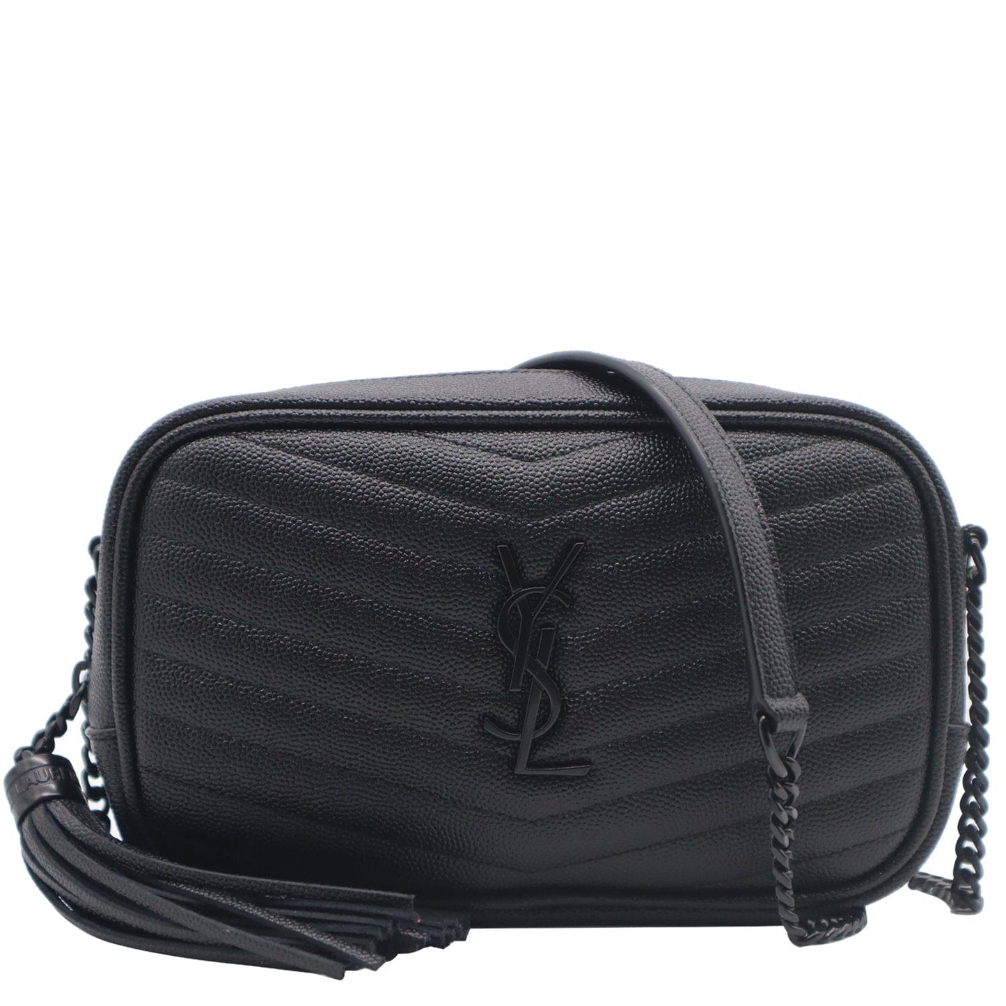 YVES SAINT LAURENT Mini Lou Leather Camera Crossbody Bag Black