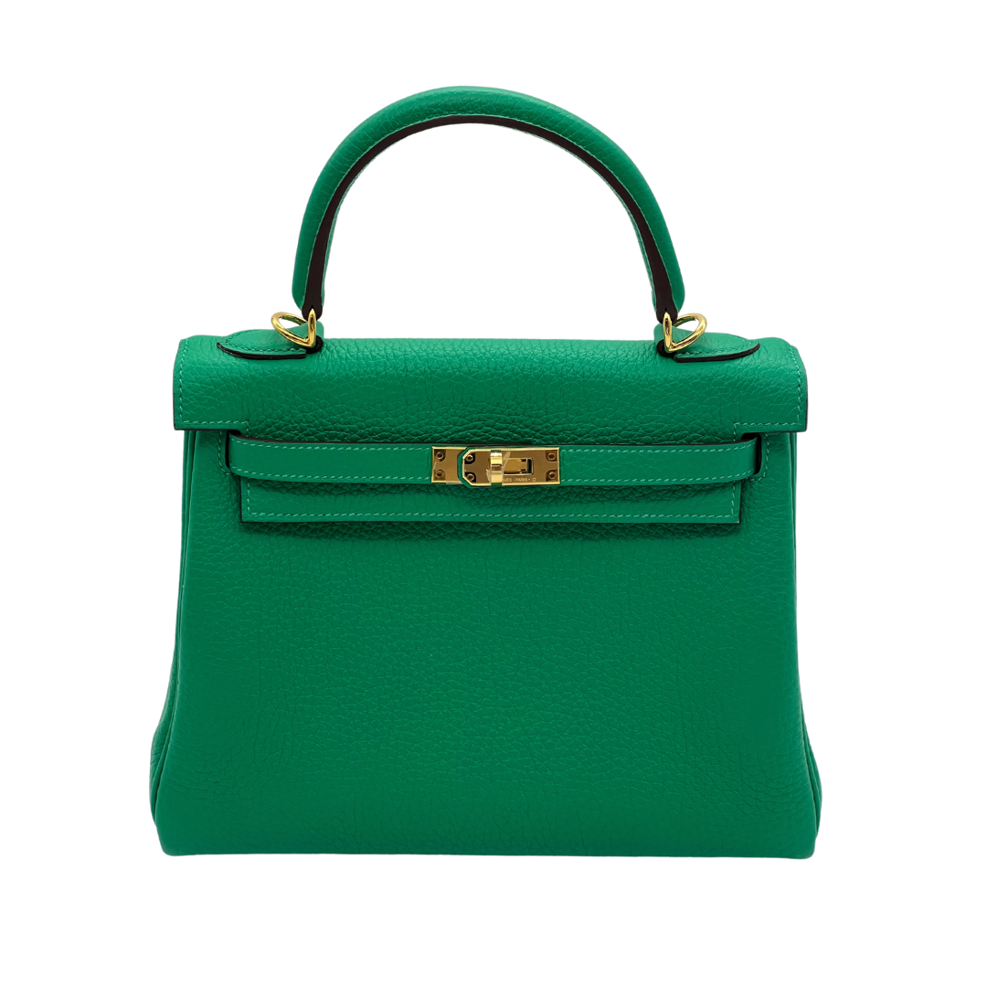 Hermes Kelly 25 Retourne Veau Togo Perso Menthe