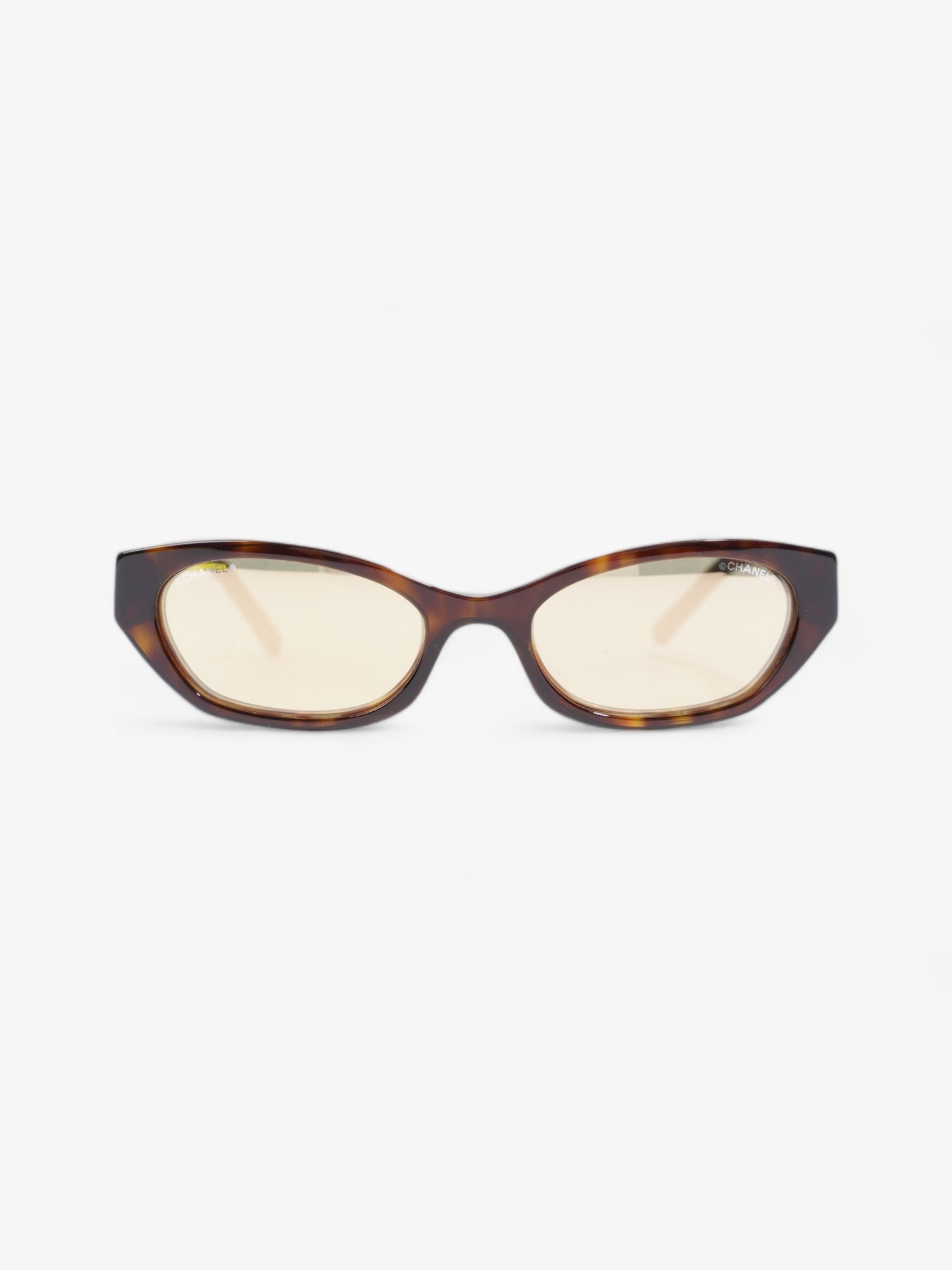 Chanel Small Rectangle Sunglasses Brown / Gold Acetate 135mm