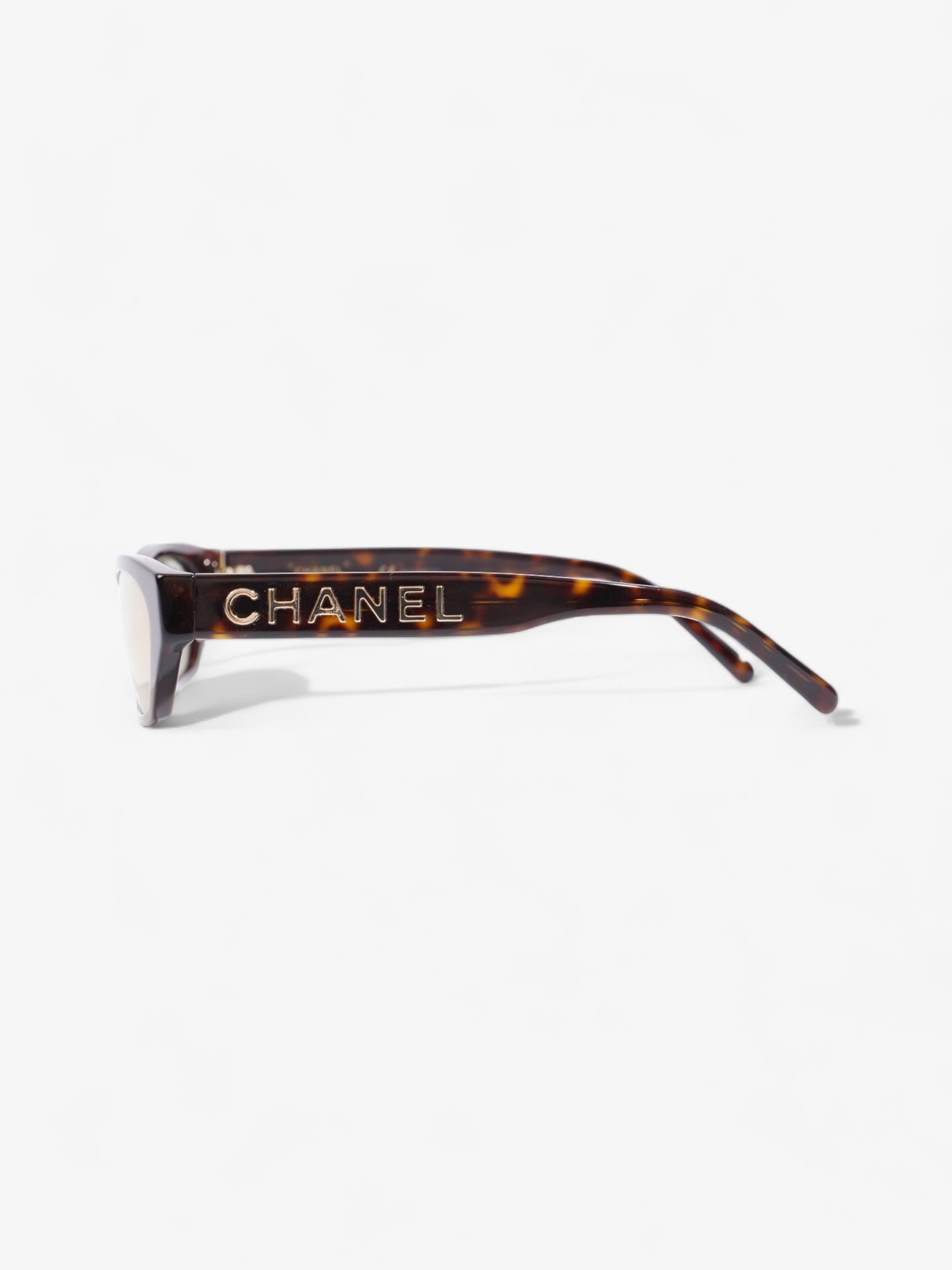 Chanel Small Rectangle Sunglasses Brown / Gold Acetate 135mm