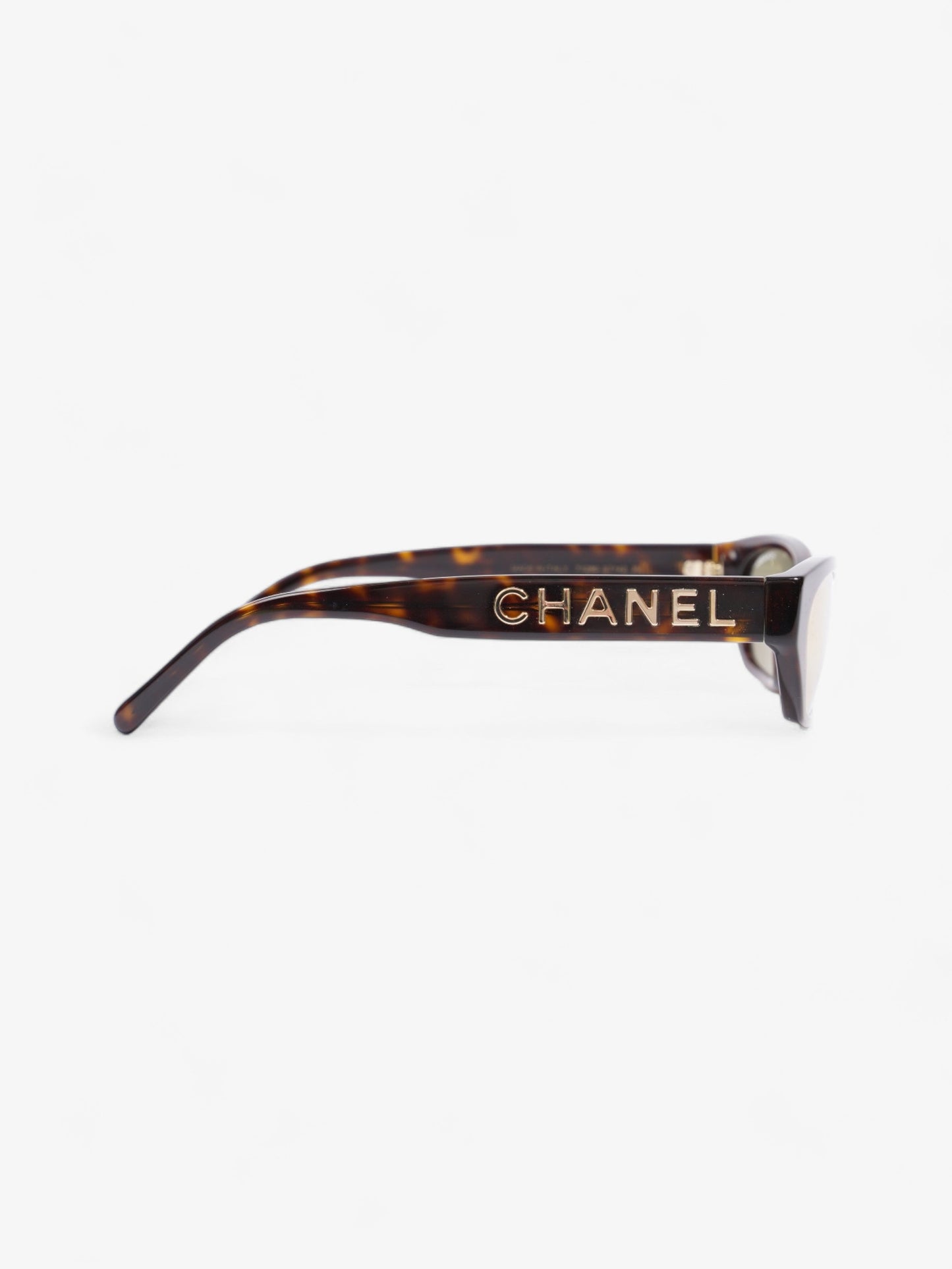 Chanel Small Rectangle Sunglasses Brown / Gold Acetate 135mm