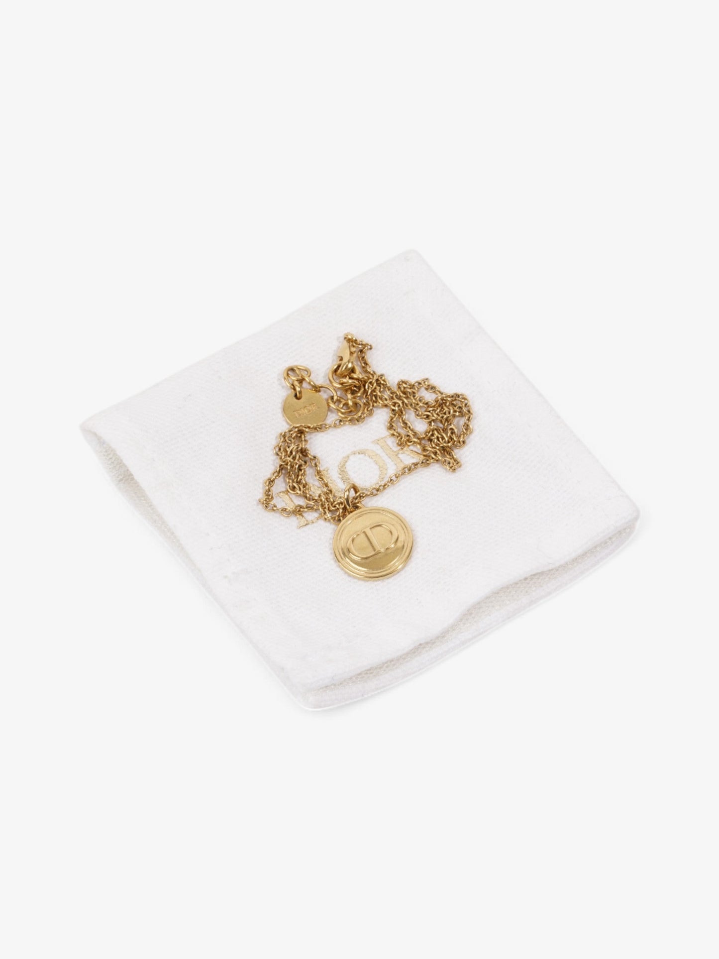 Christian Dior CD Pendant Necklace Gold Base Metal